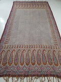 Antique Traditional Kashmiri Paisley Printed Wool Shawl 313x157cm