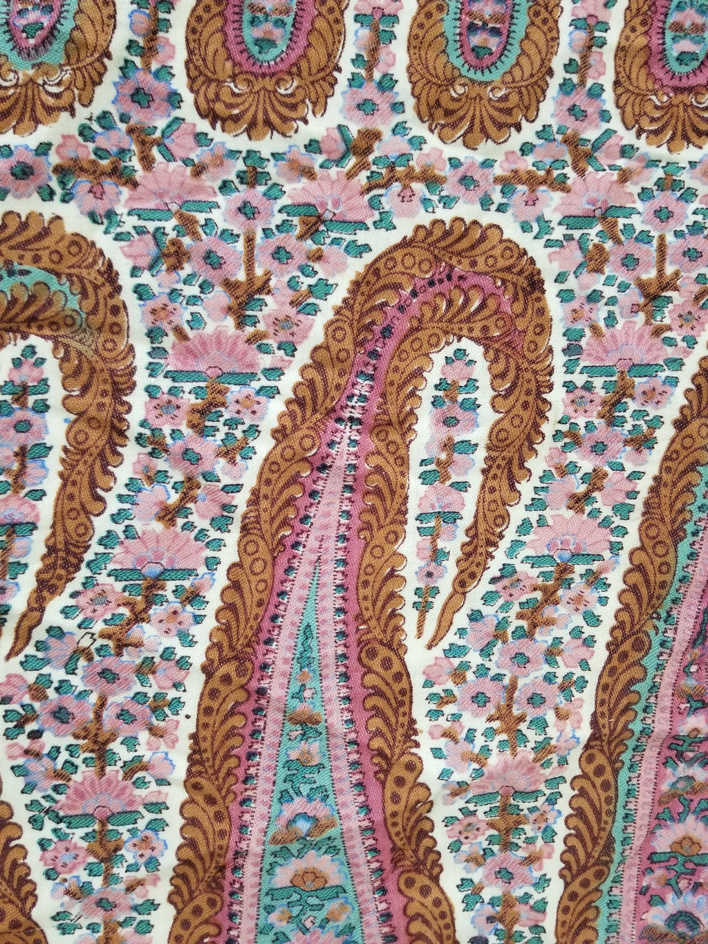 Antique Traditional Kashmiri Paisley Printed Wool Shawl 313x157cm