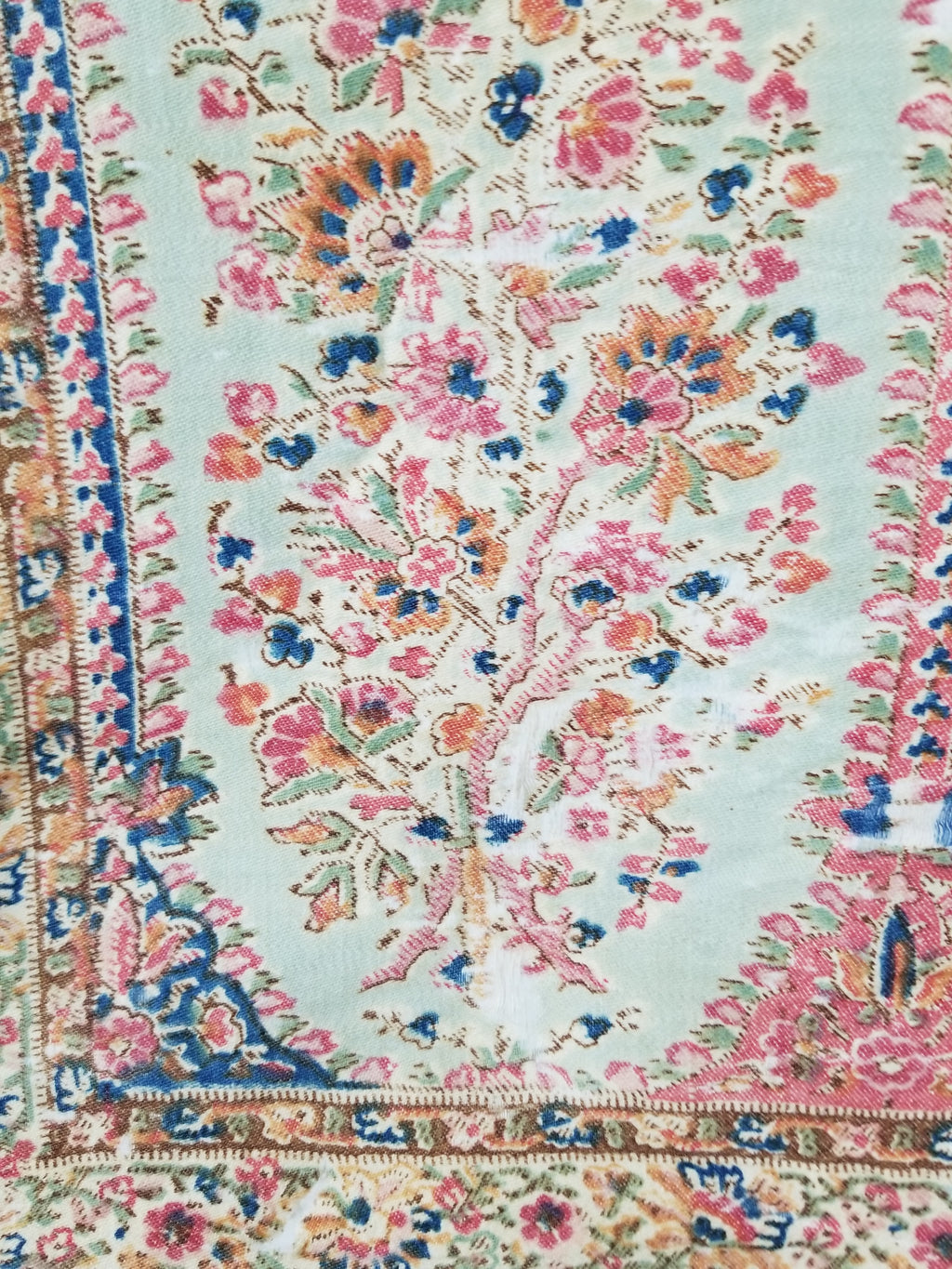 Vintage Traditional Kashmiri Paisley Printed Wool Shawl 164x153cm