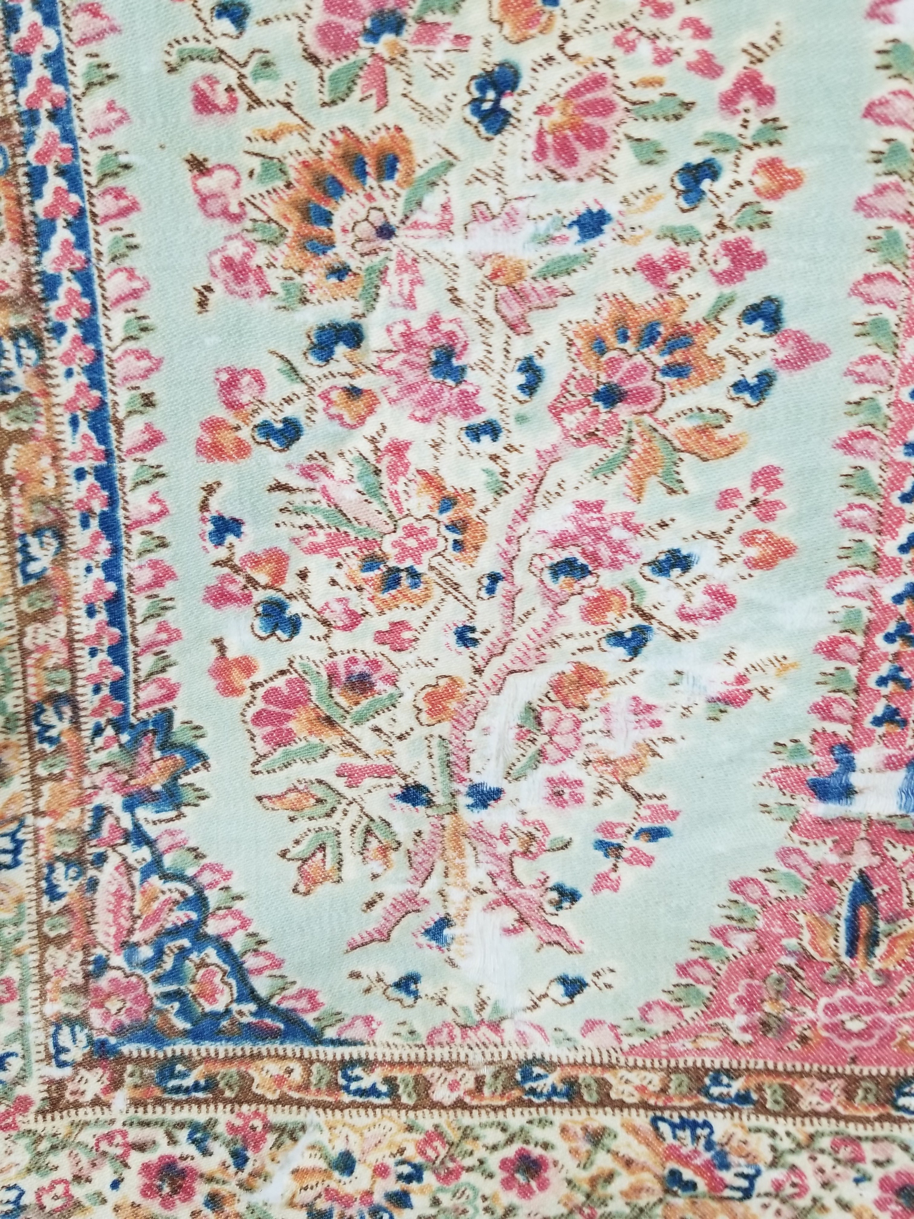 Vintage Traditional Kashmiri Paisley Printed Wool Shawl 164x153cm