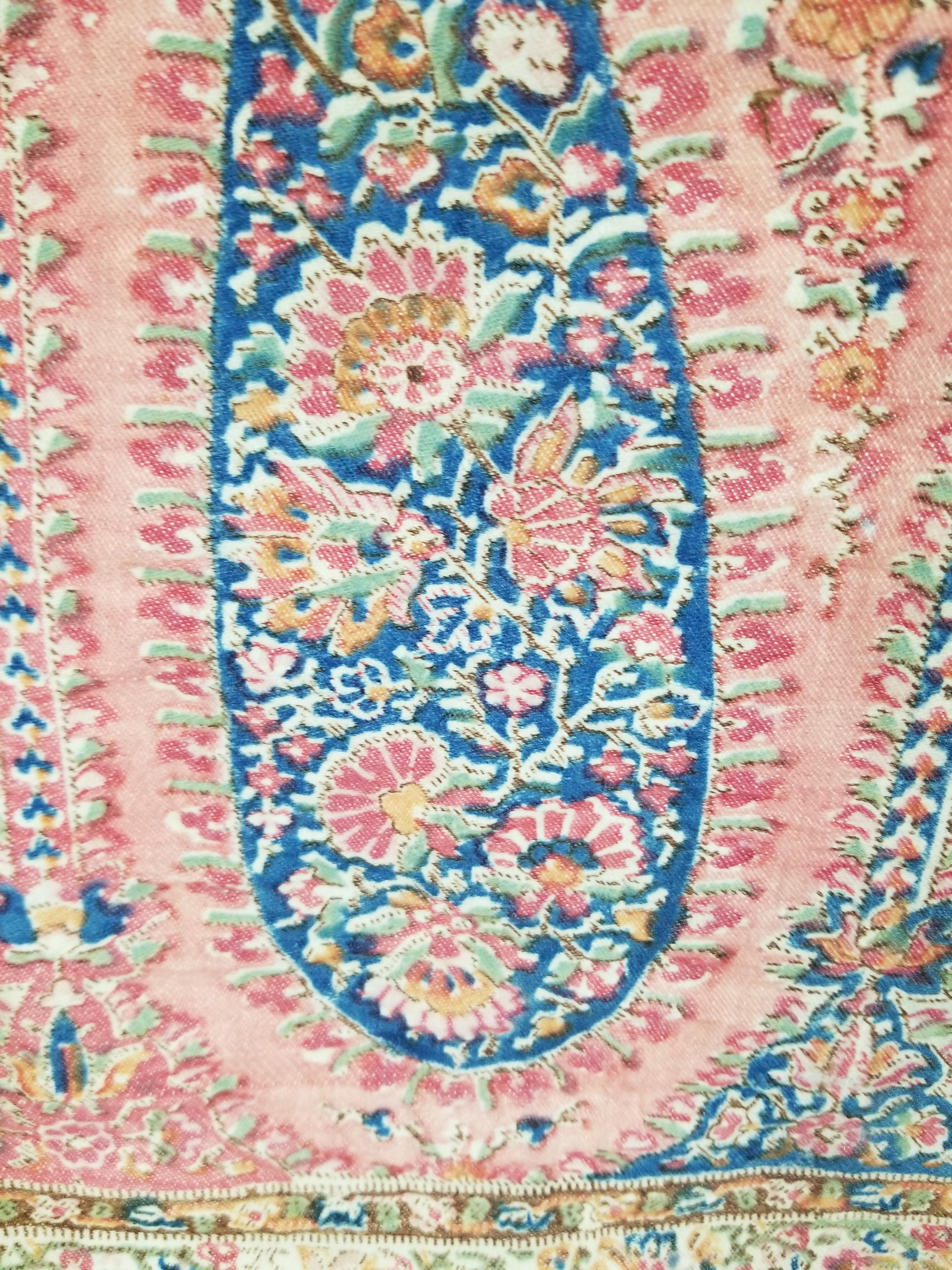 Vintage Traditional Kashmiri Paisley Printed Wool Shawl 164x153cm