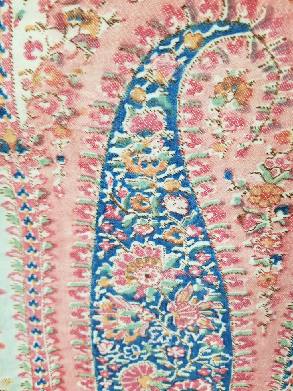 Vintage Traditional Kashmiri Paisley Printed Wool Shawl 164x153cm