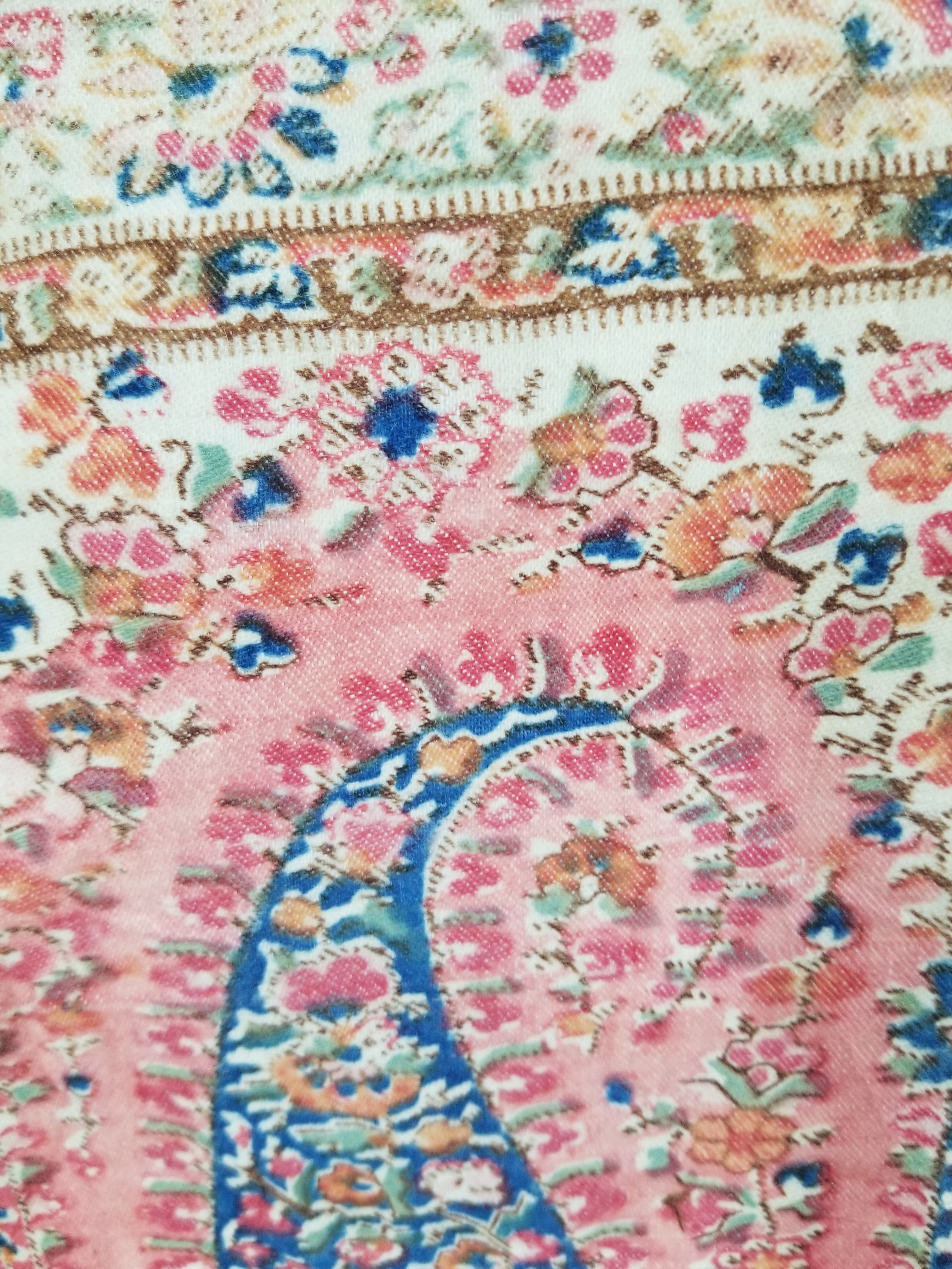 Vintage Traditional Kashmiri Paisley Printed Wool Shawl 164x153cm