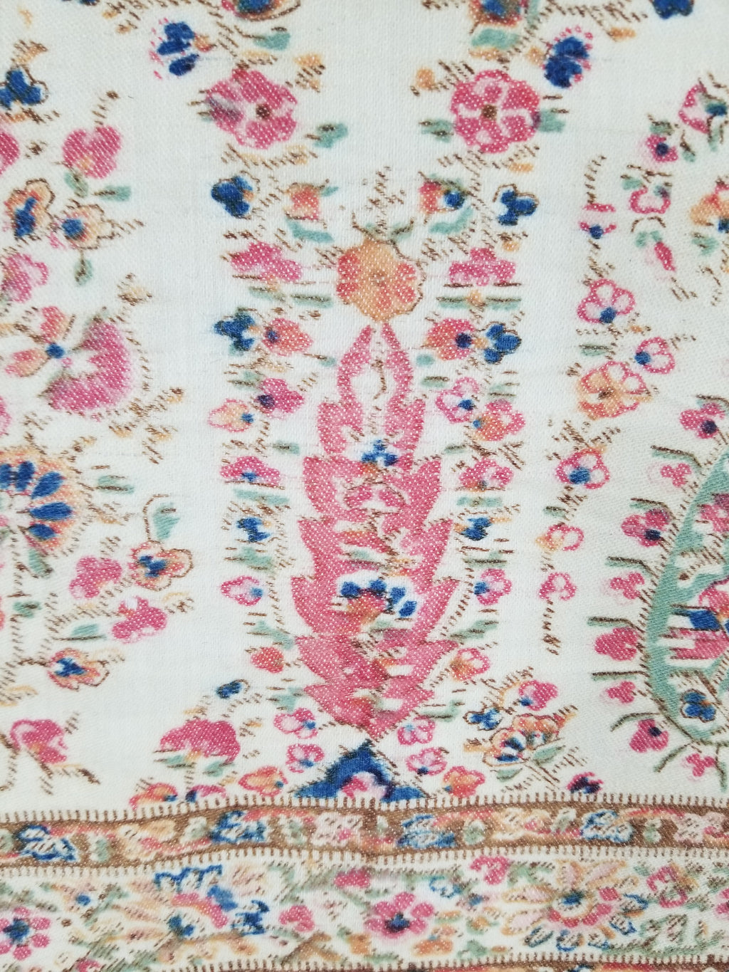 Vintage Traditional Kashmiri Paisley Printed Wool Shawl 164x153cm
