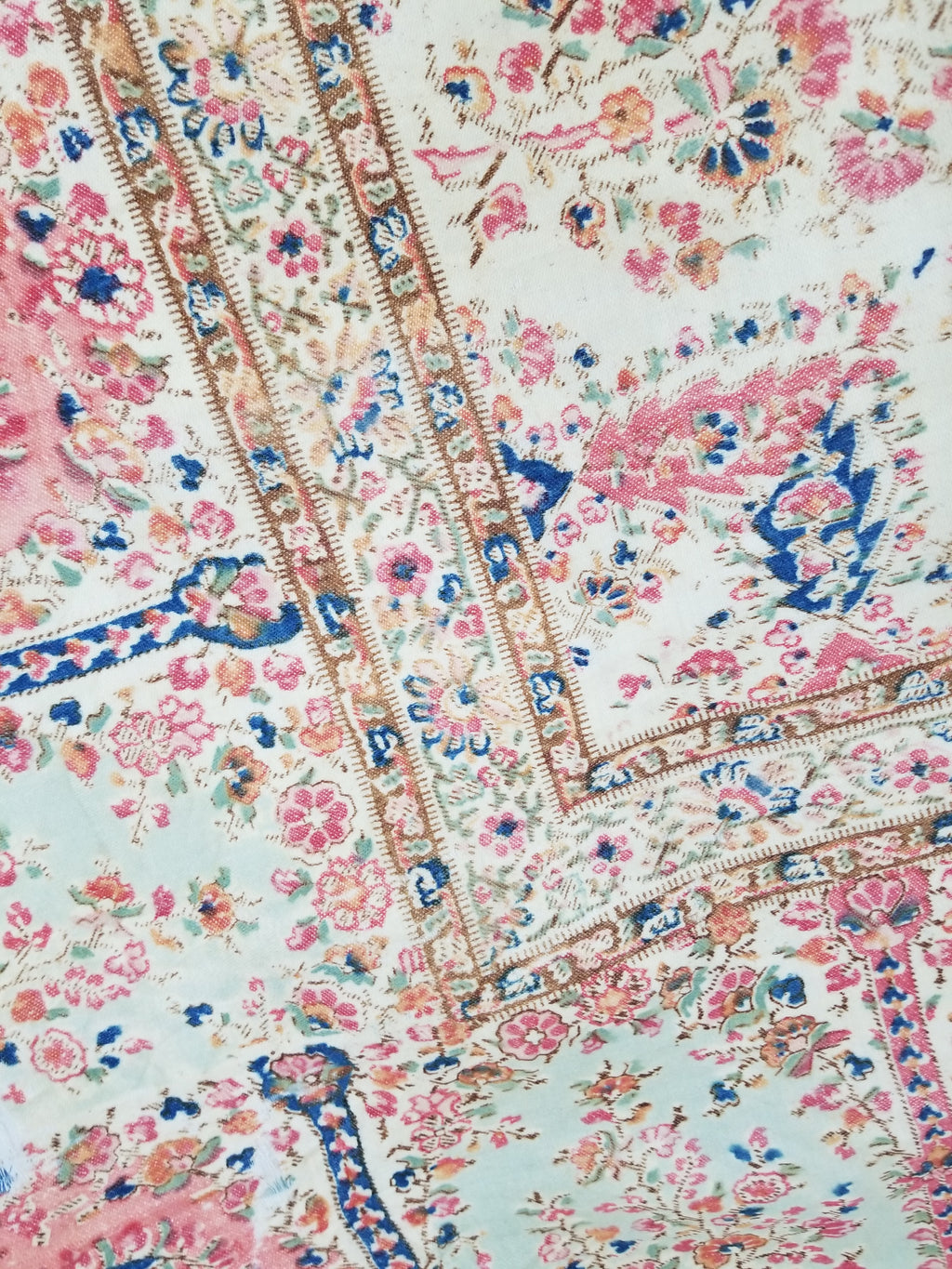 Vintage Traditional Kashmiri Paisley Printed Wool Shawl 164x153cm