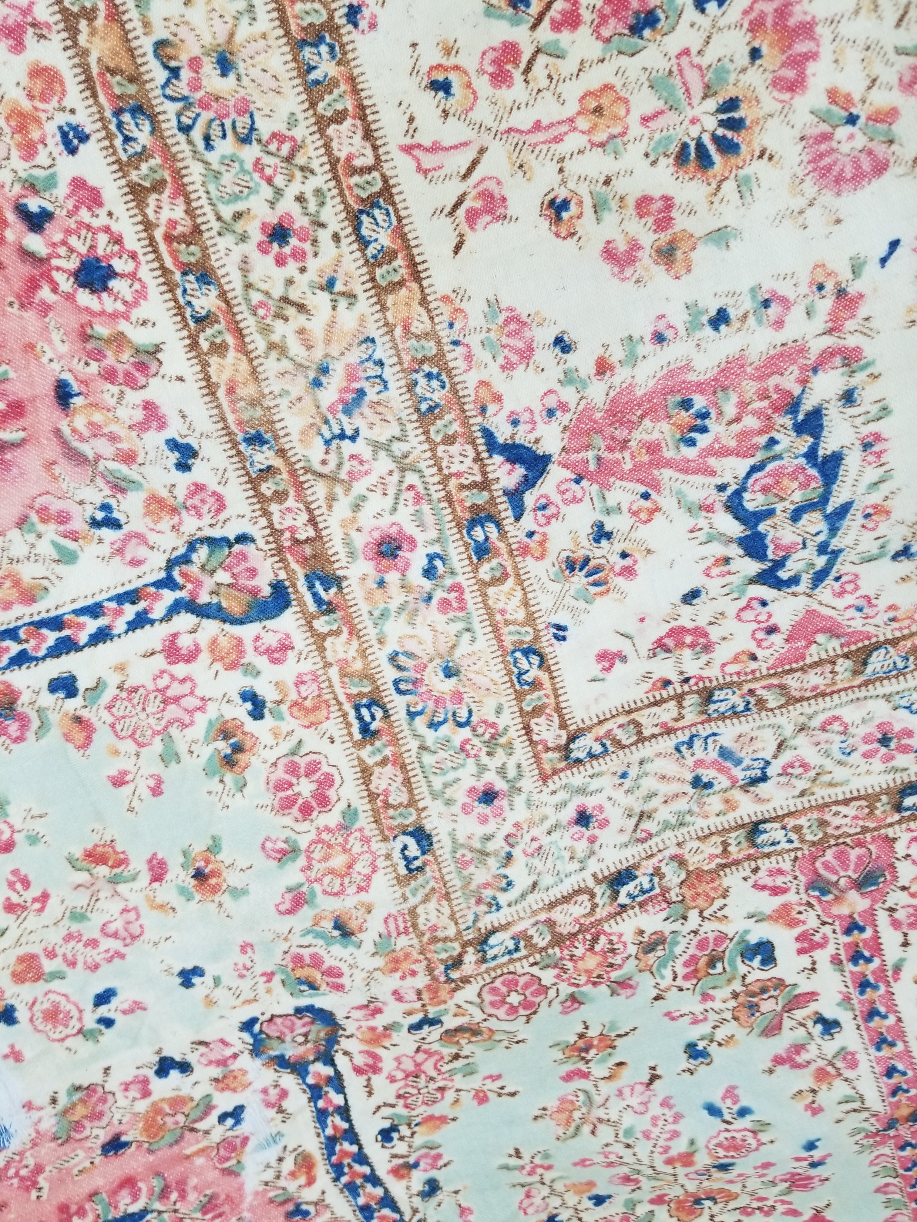 Vintage Traditional Kashmiri Paisley Printed Wool Shawl 164x153cm