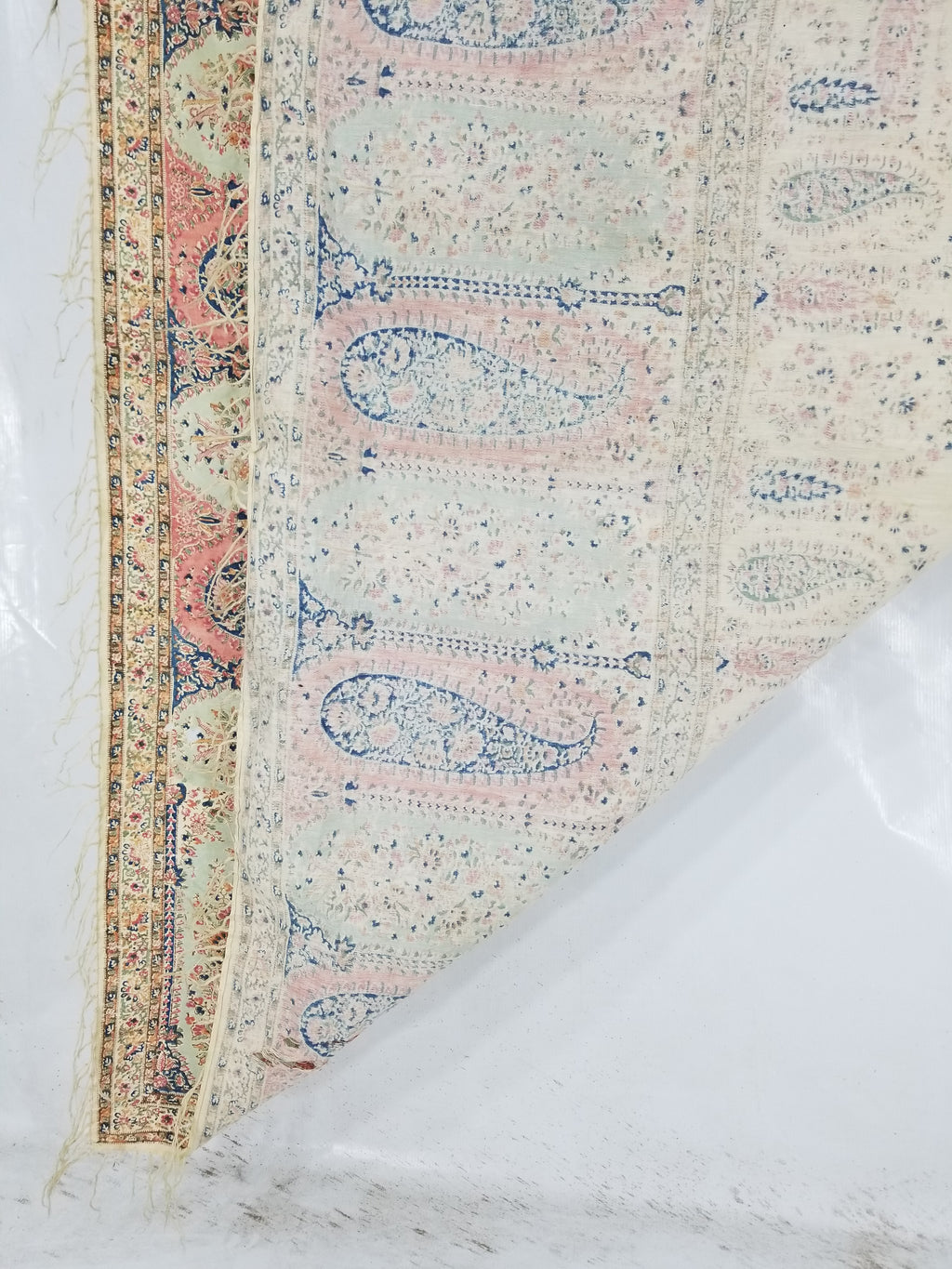 Vintage Traditional Kashmiri Paisley Printed Wool Shawl 164x153cm