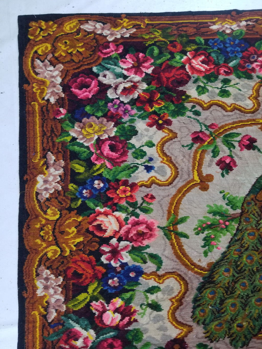 Vintage Beautiful Peacock & Floral Scene Velvet Wall Hanging Tapestry 200x154cm