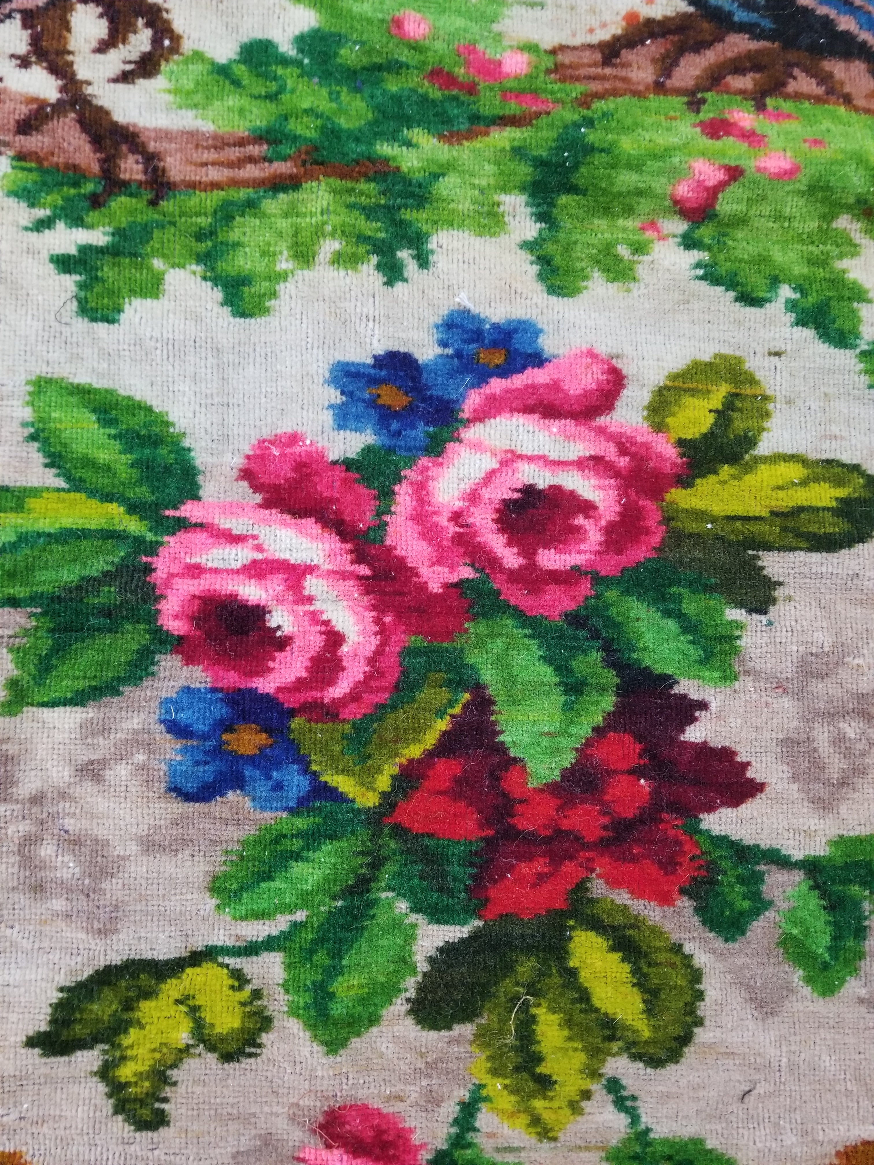 Vintage Beautiful Peacock & Floral Scene Velvet Wall Hanging Tapestry 200x154cm