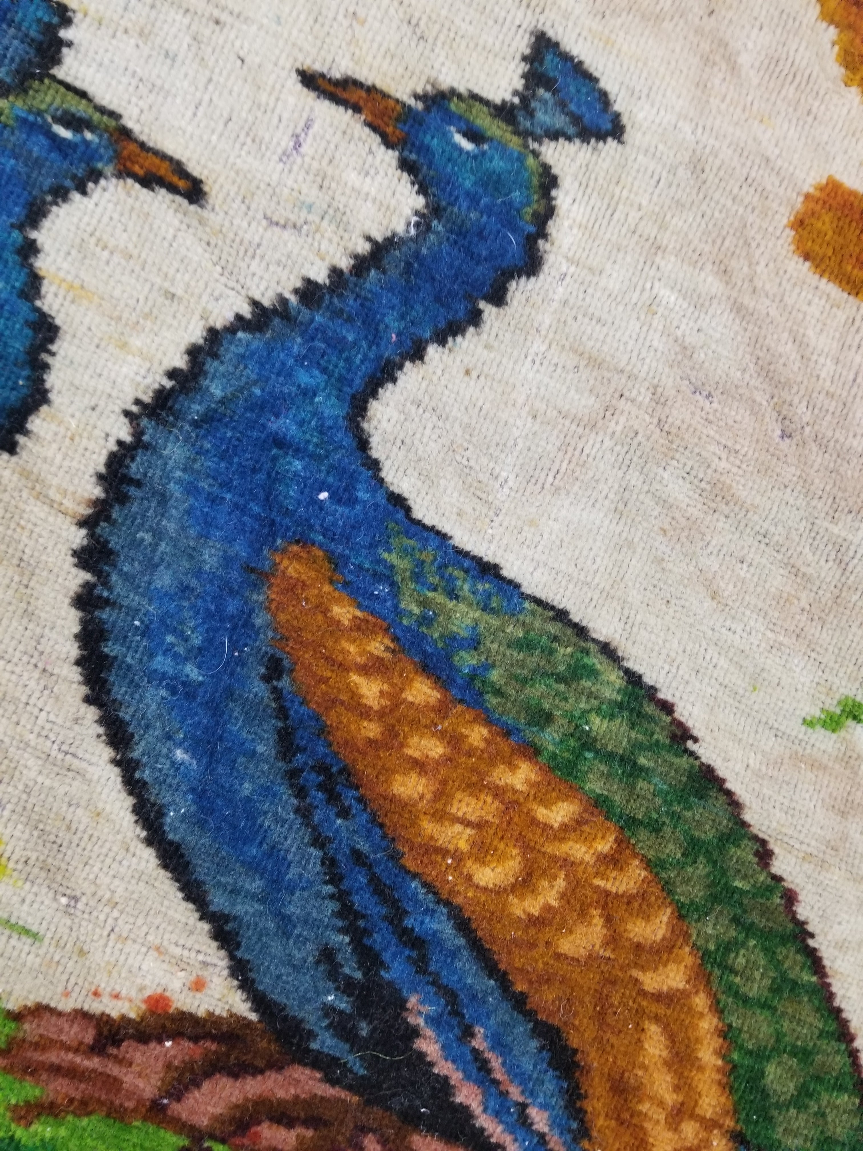 Vintage Beautiful Peacock & Floral Scene Velvet Wall Hanging Tapestry 200x154cm