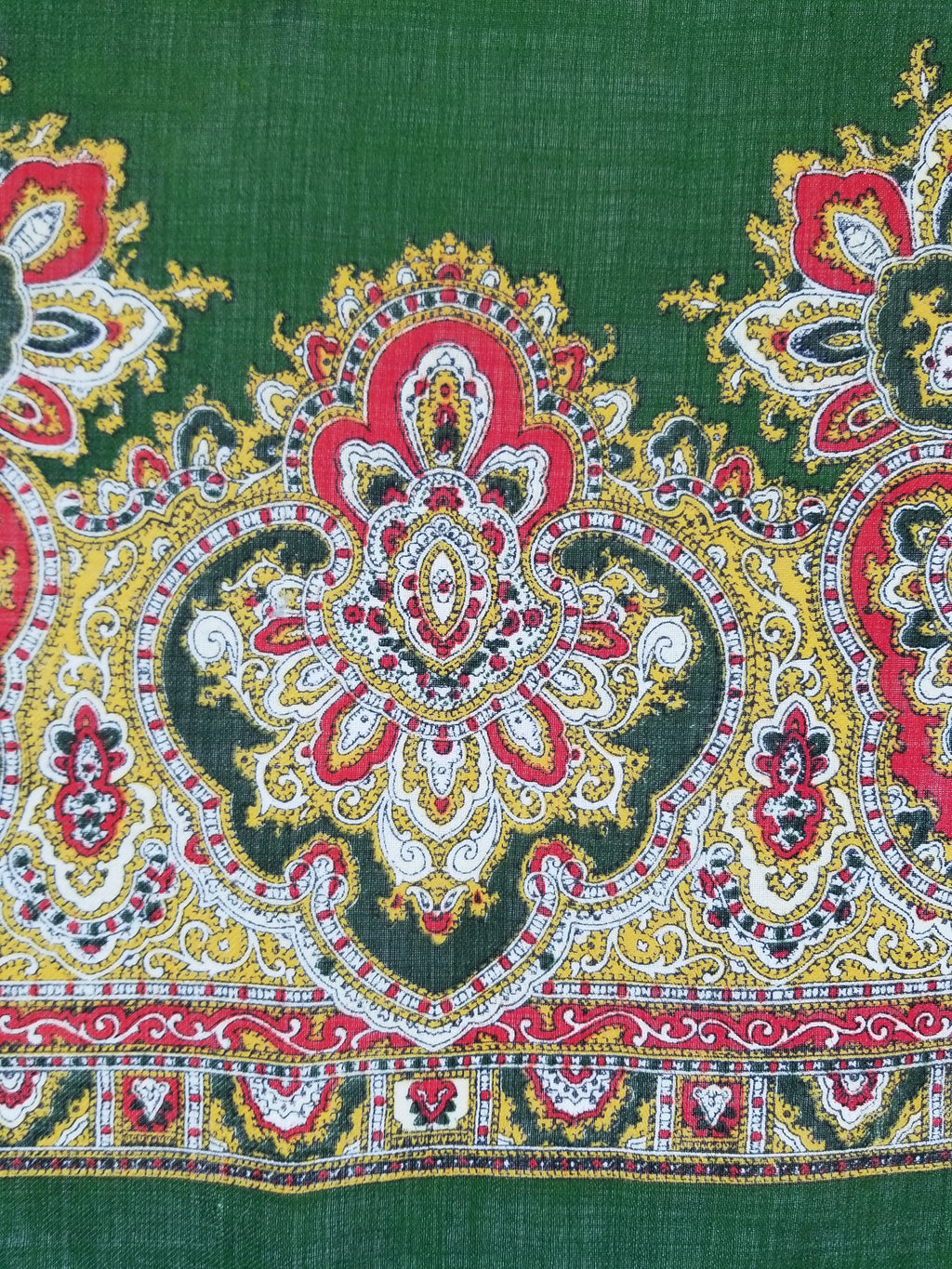 Vintage Traditional Printed Wool Fringed Russian Shawl 65x64cm
