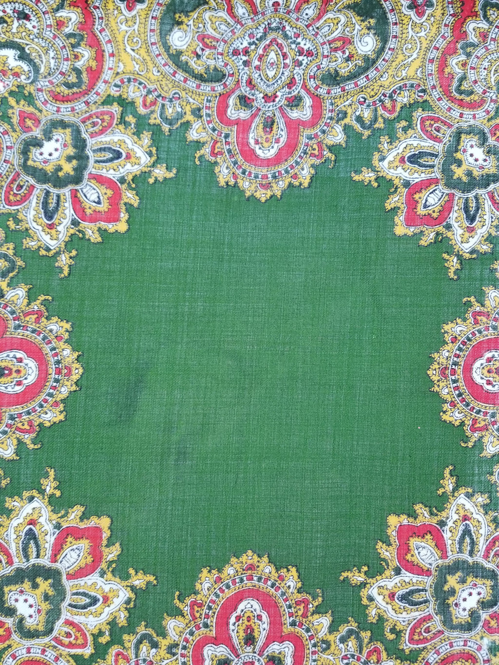 Vintage Traditional Printed Wool Fringed Russian Shawl 65x64cm