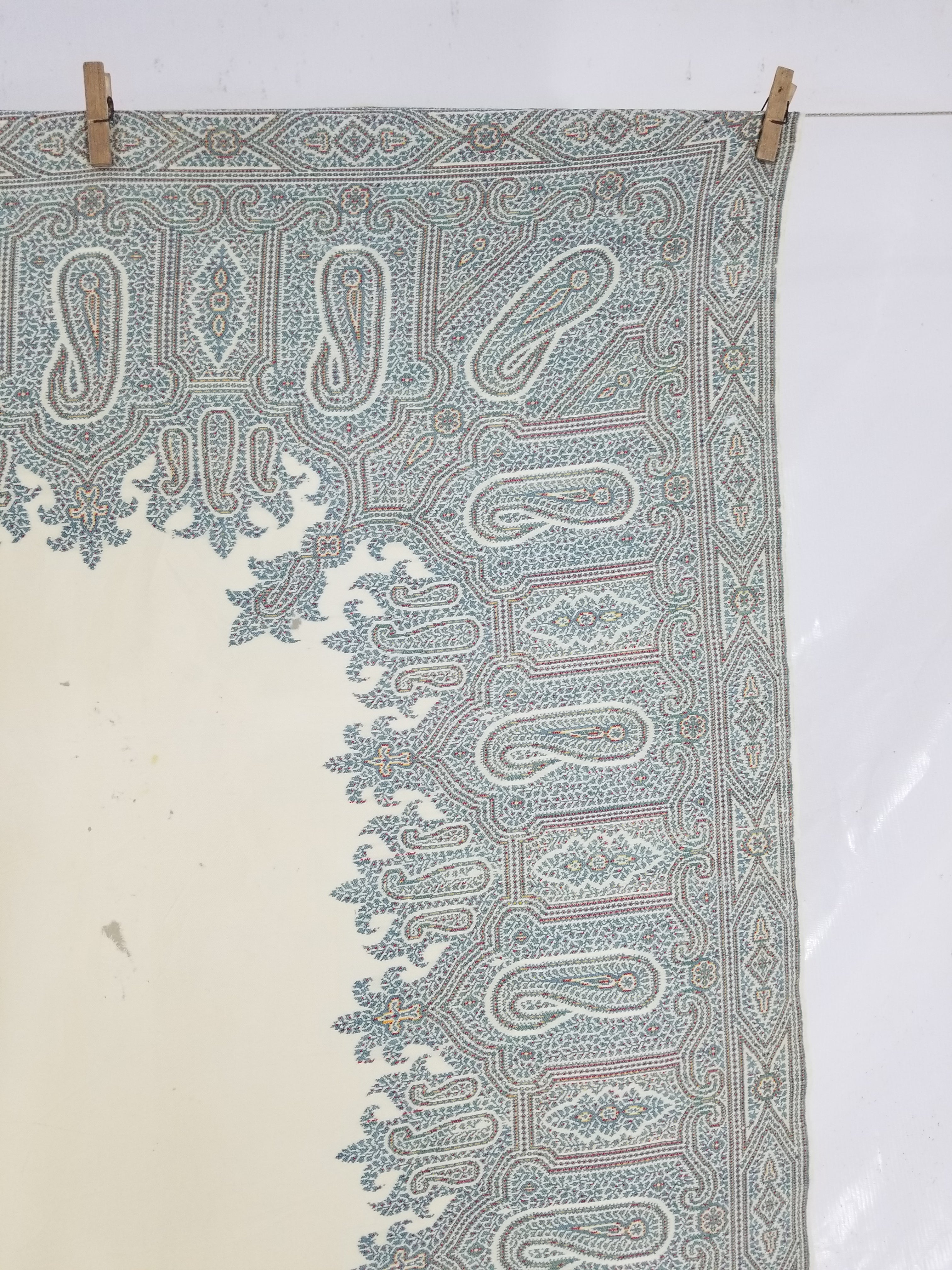 Vintage Traditional Kashmiri Paisley Wool Fringed Shawl 158x152cm