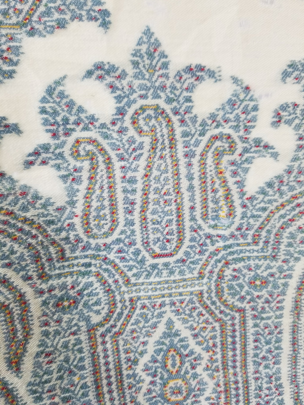 Vintage Traditional Kashmiri Paisley Wool Fringed Shawl 158x152cm