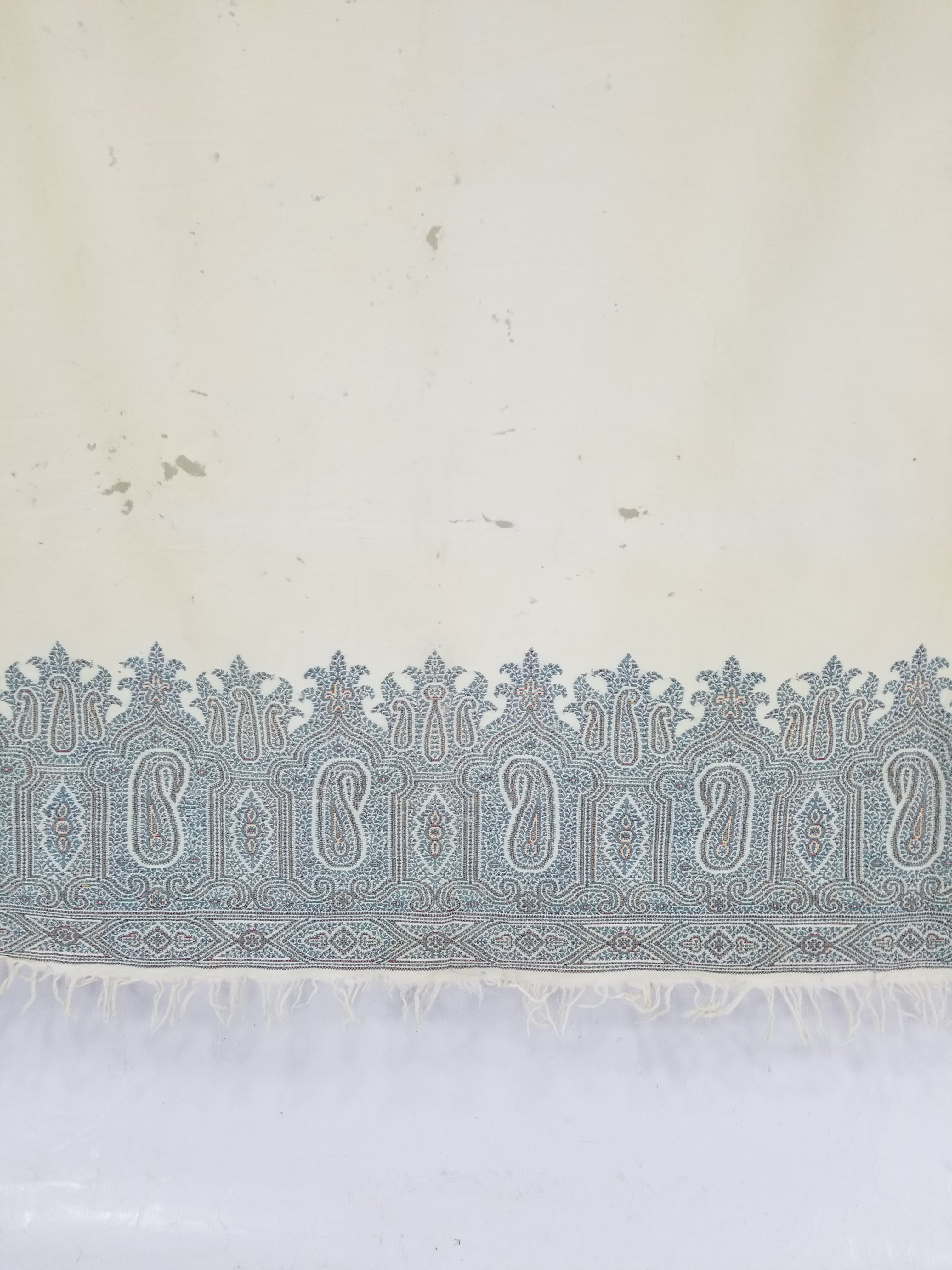 Vintage Traditional Kashmiri Paisley Wool Fringed Shawl 158x152cm