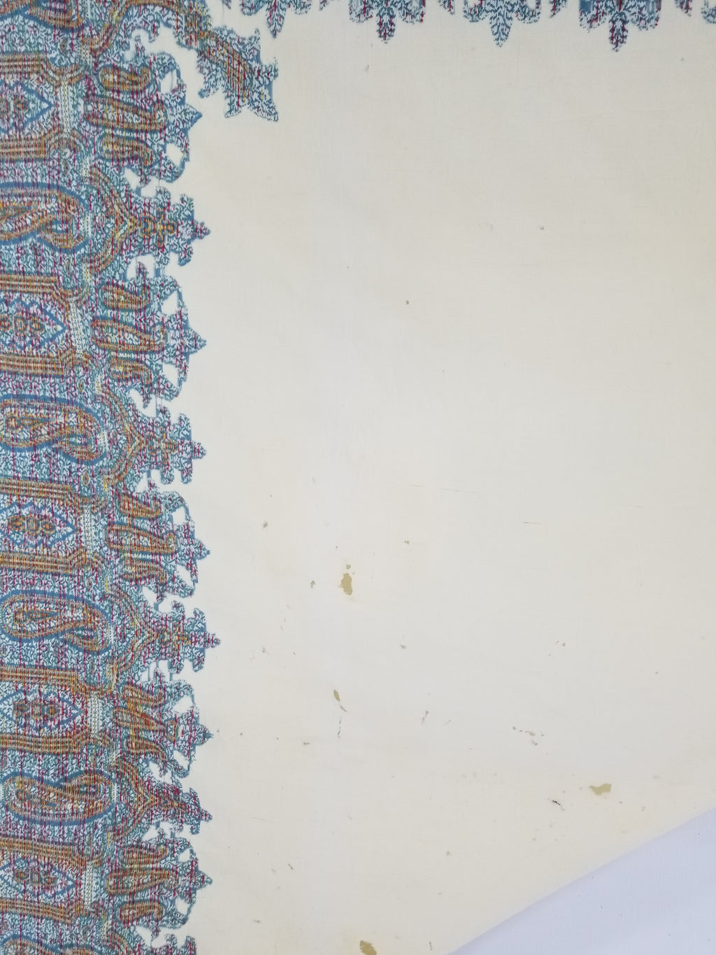 Vintage Traditional Kashmiri Paisley Wool Fringed Shawl 158x152cm