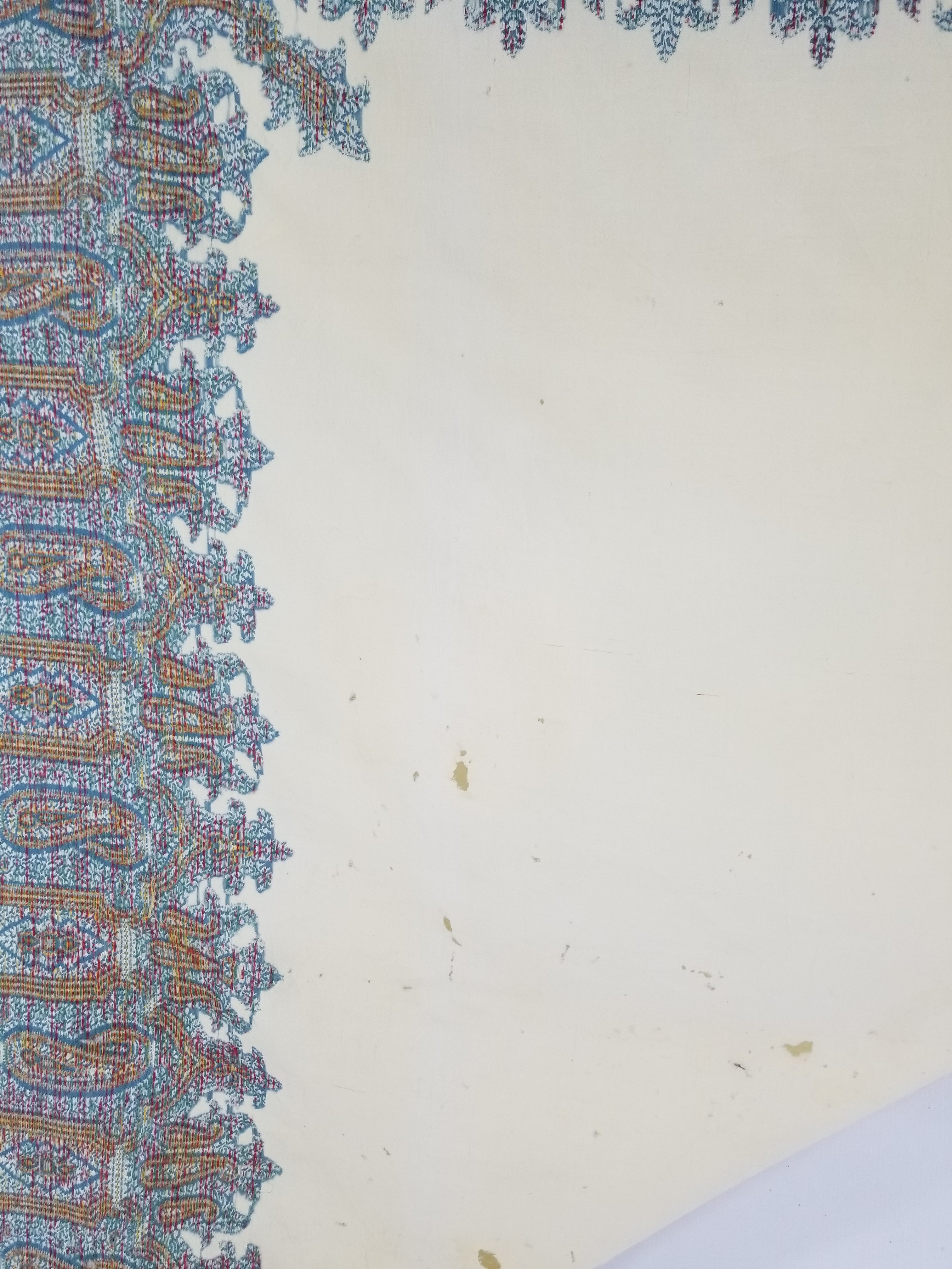 Vintage Traditional Kashmiri Paisley Wool Fringed Shawl 158x152cm