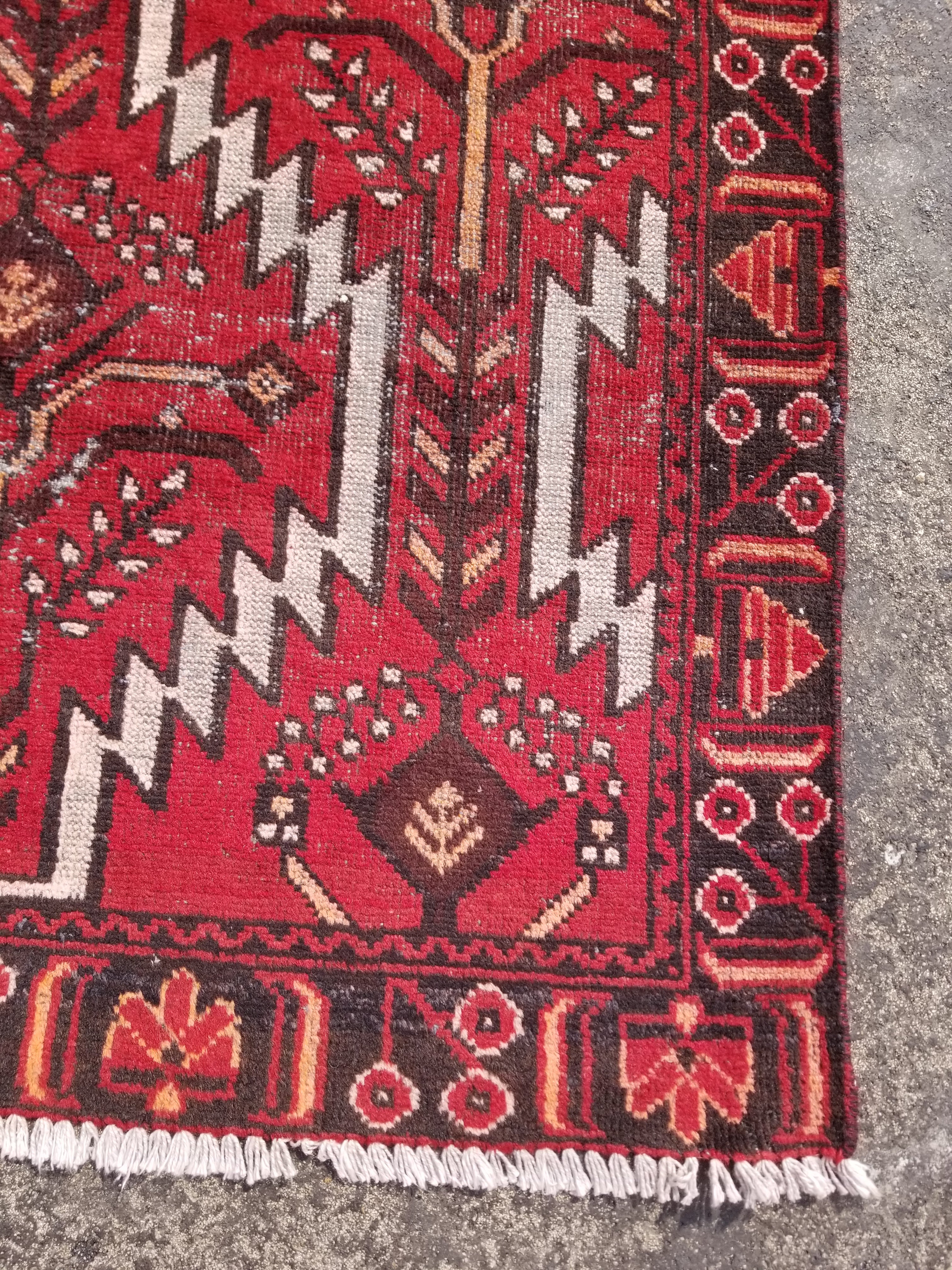 Vintage Distressed Traditional Handmade Oriental Wool Multicolor Rug 202x118cm