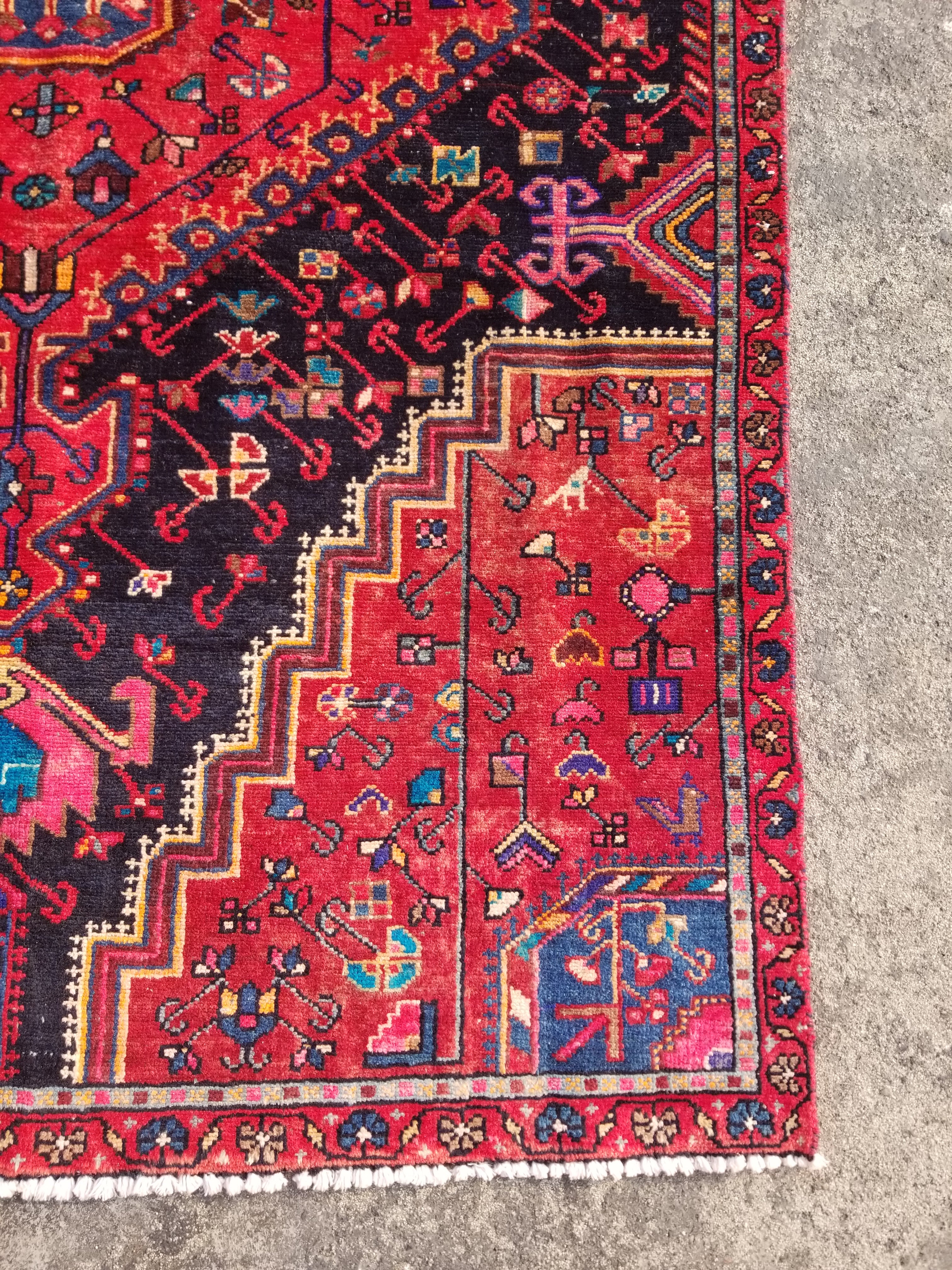 Distressed Vintage Traditional Handmade Oriental Wool Multicolor Rug 286x132cm
