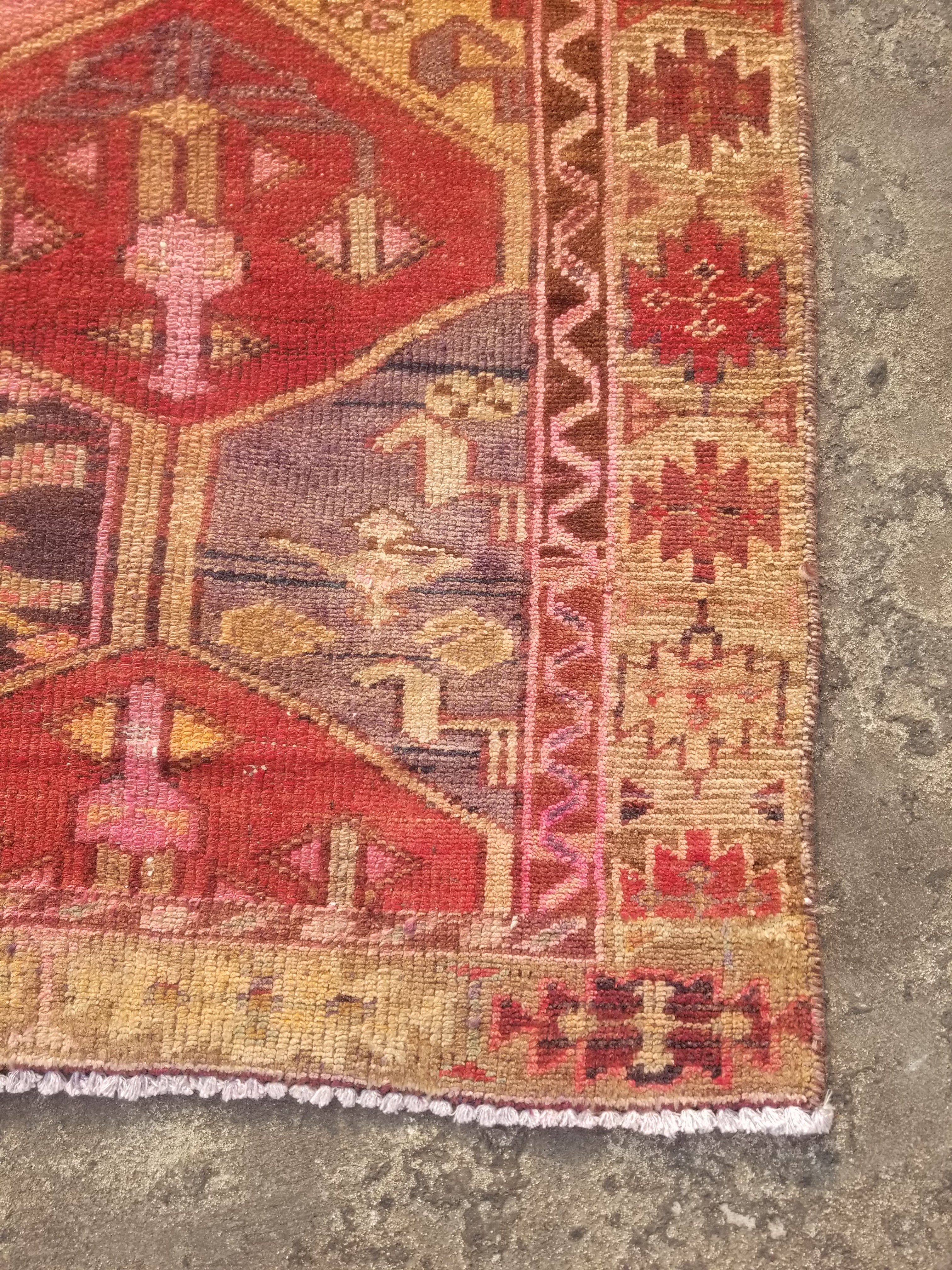 Distressed Vintage Traditional Handmade Turkish Wool Multicolor Rug 157x130cm