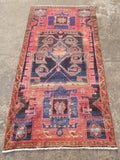 Distressed Antique Traditional Handmade Oriental Wool Multicolor Rug 210x108cm