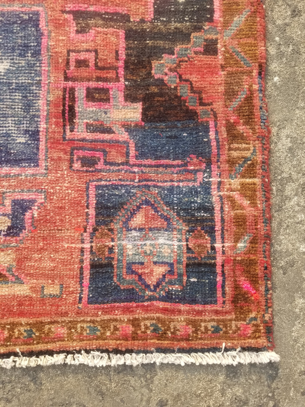 Distressed Antique Traditional Handmade Oriental Wool Multicolor Rug 210x108cm