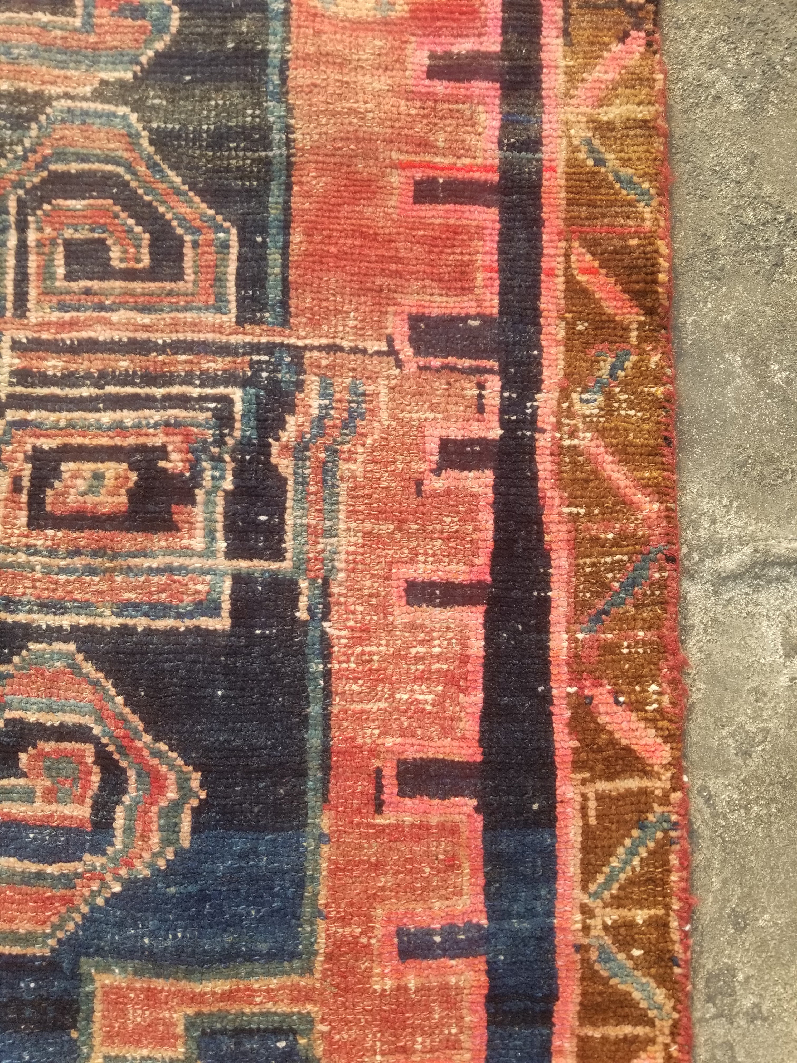 Distressed Antique Traditional Handmade Oriental Wool Multicolor Rug 210x108cm
