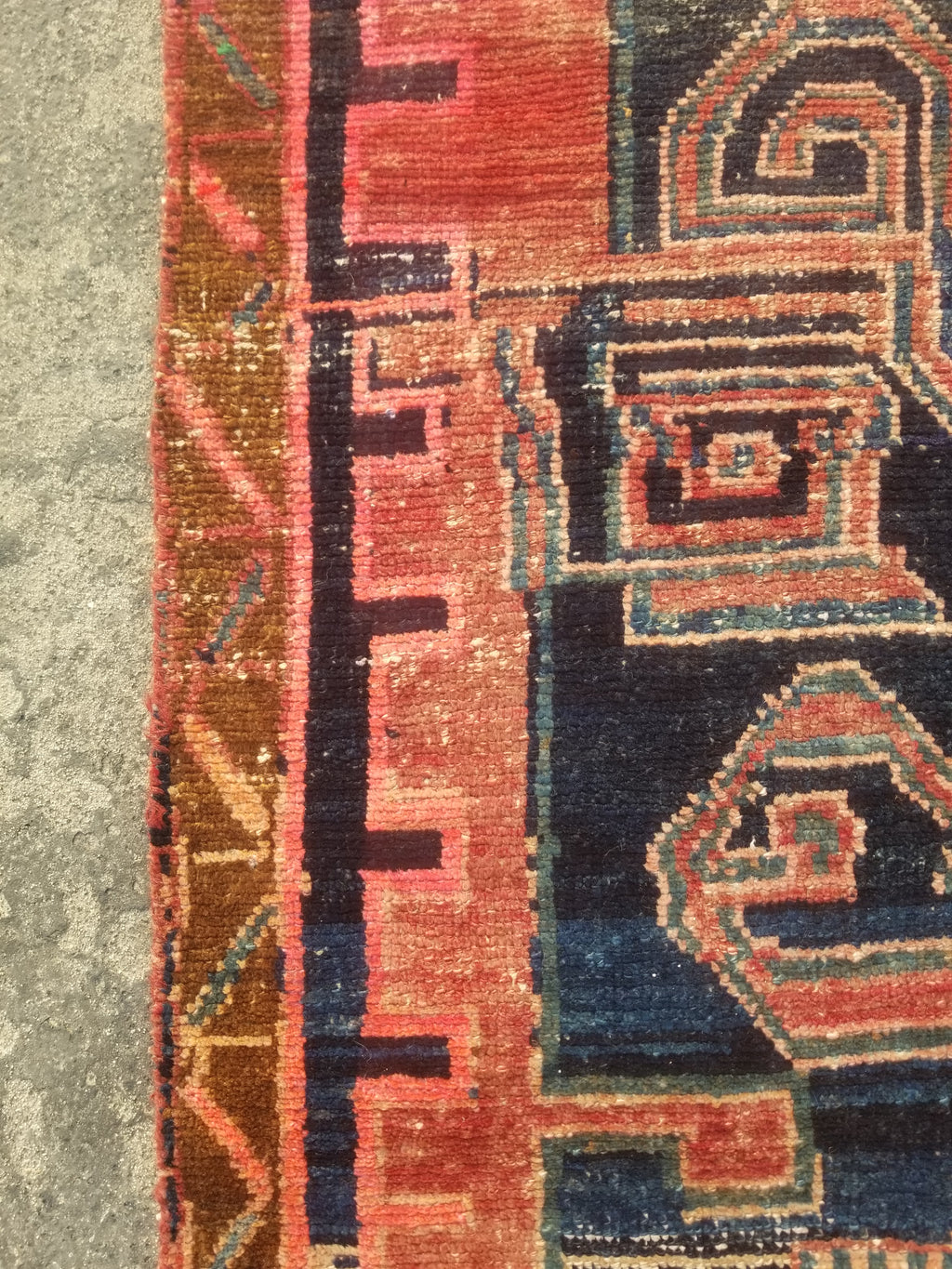 Distressed Antique Traditional Handmade Oriental Wool Multicolor Rug 210x108cm