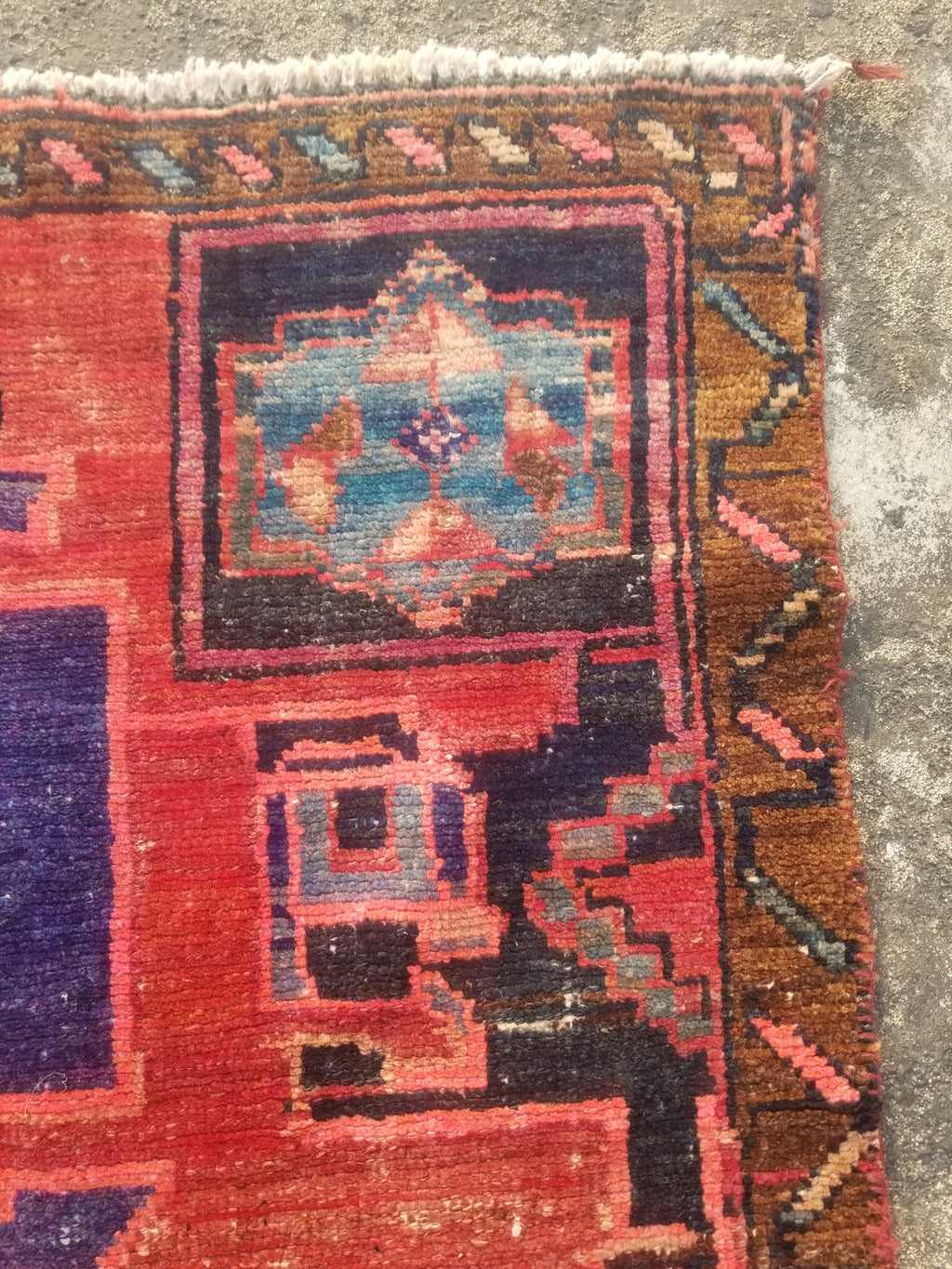 Distressed Antique Traditional Handmade Oriental Wool Multicolor Rug 210x108cm