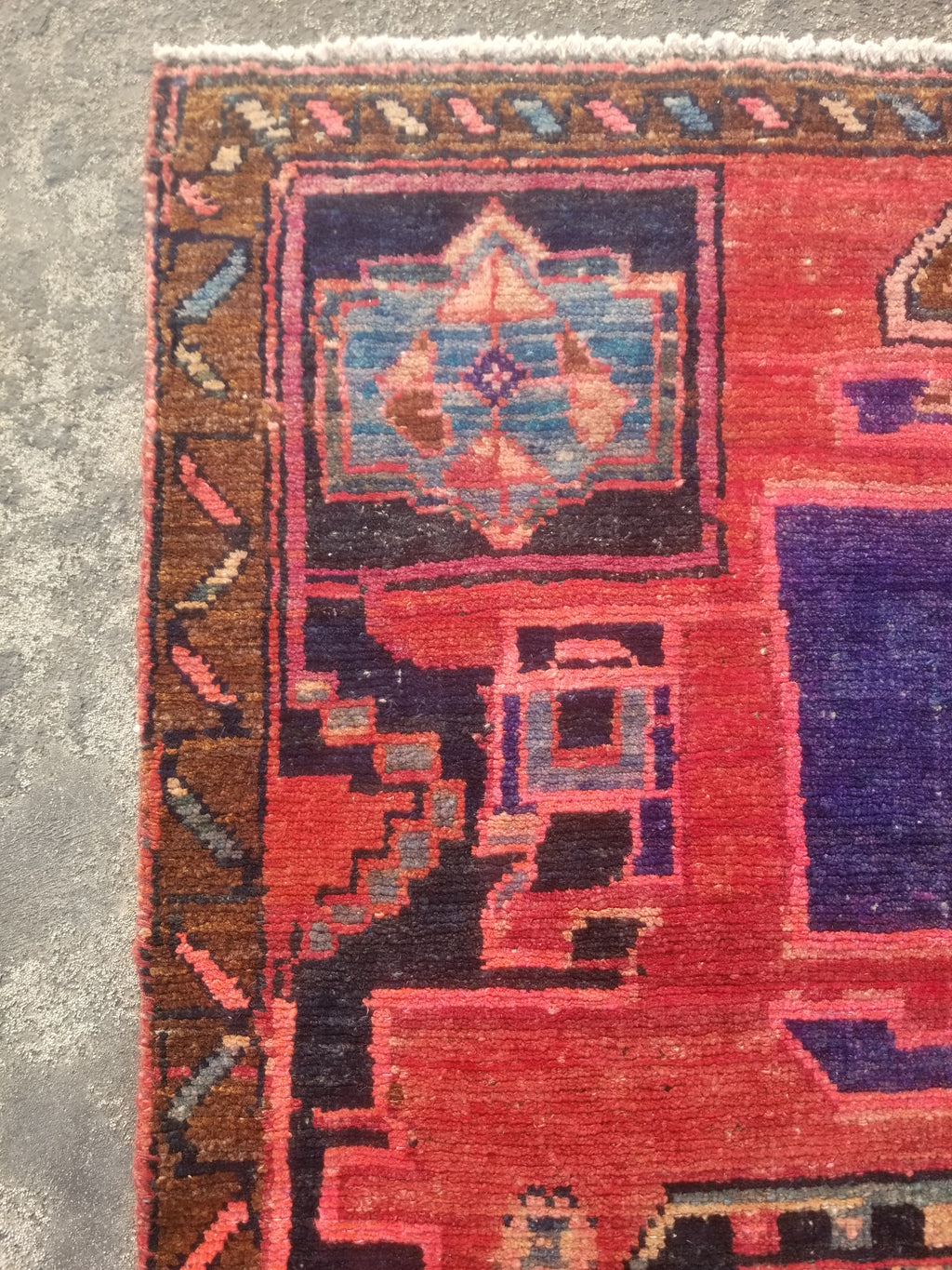 Distressed Antique Traditional Handmade Oriental Wool Multicolor Rug 210x108cm