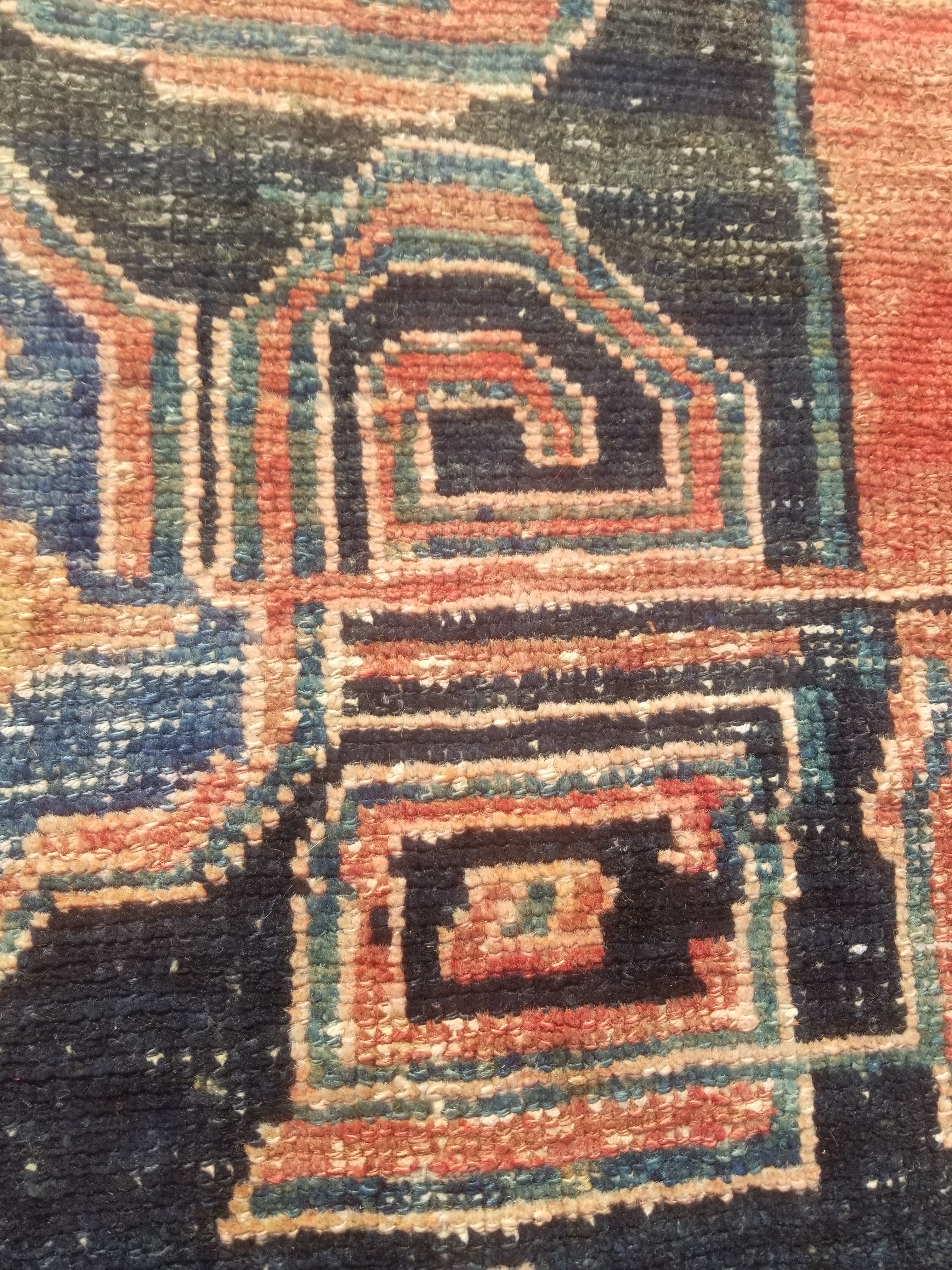 Distressed Antique Traditional Handmade Oriental Wool Multicolor Rug 210x108cm