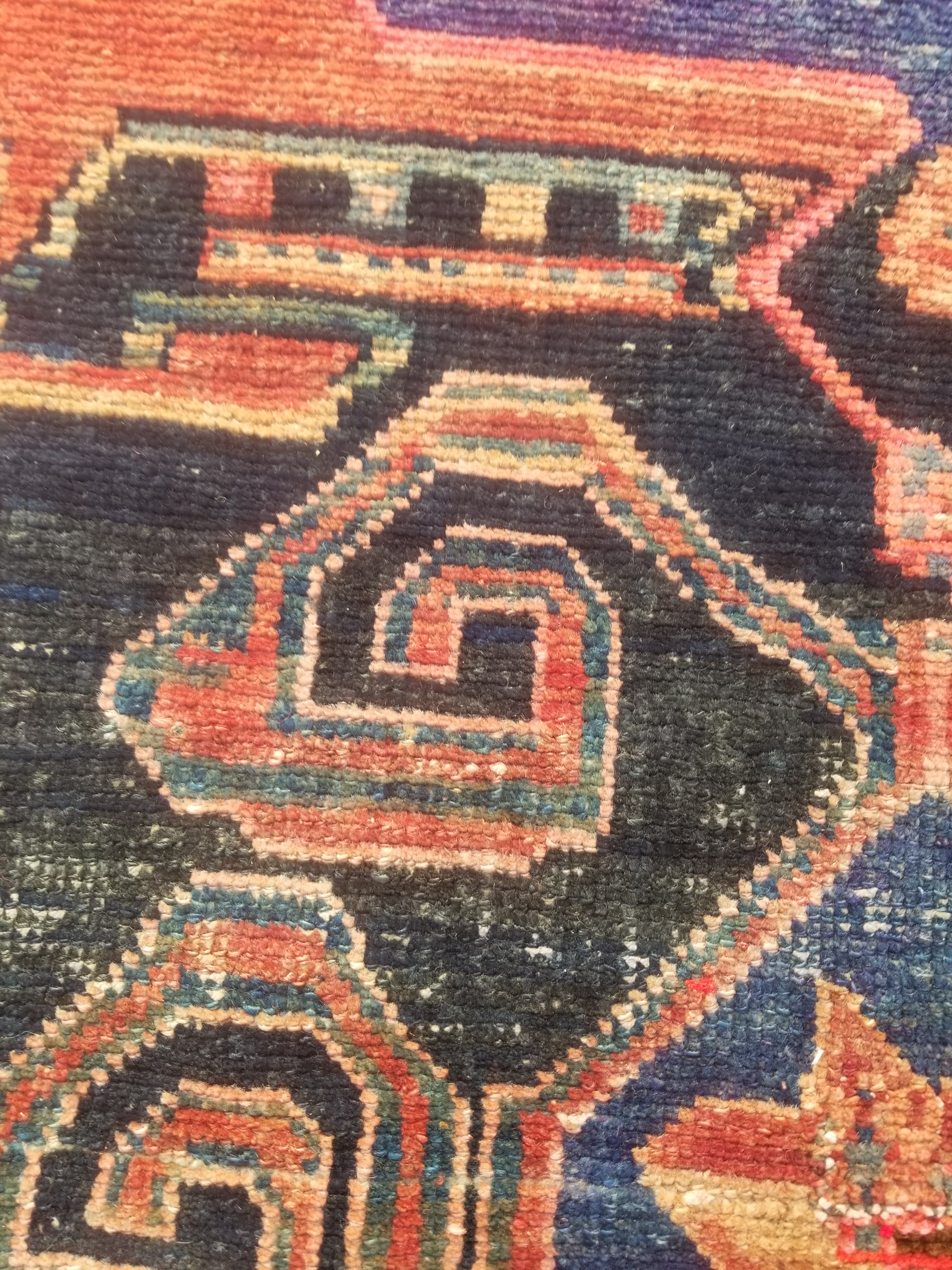 Distressed Antique Traditional Handmade Oriental Wool Multicolor Rug 210x108cm