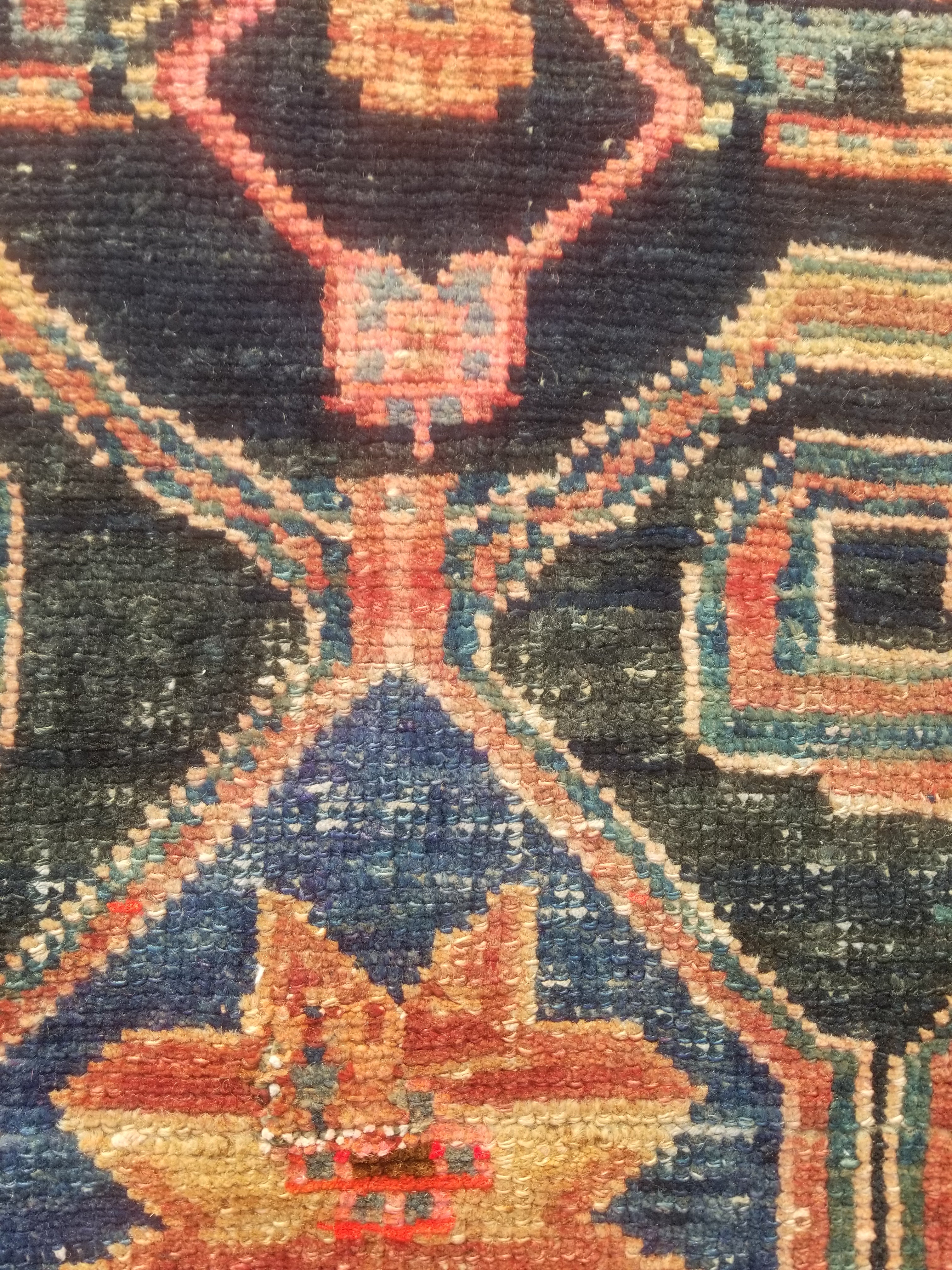 Distressed Antique Traditional Handmade Oriental Wool Multicolor Rug 210x108cm