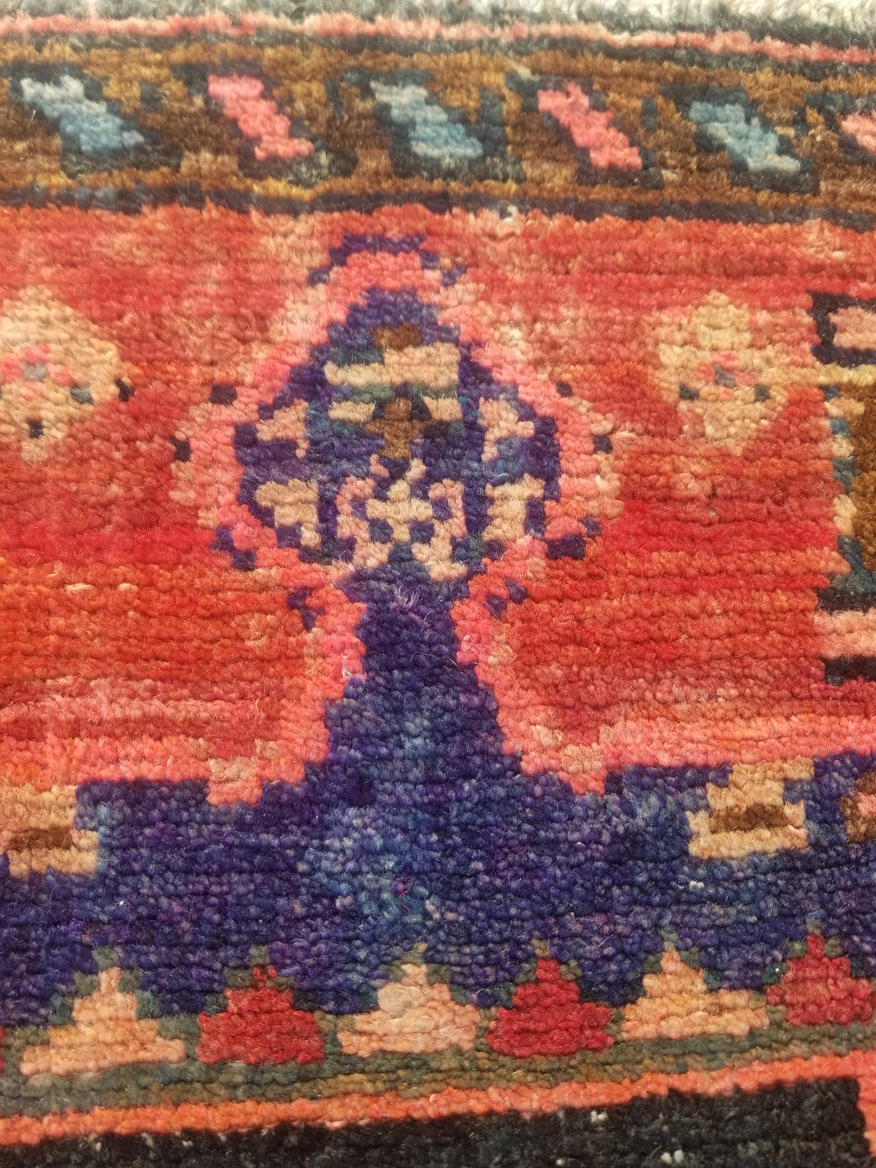 Distressed Antique Traditional Handmade Oriental Wool Multicolor Rug 210x108cm