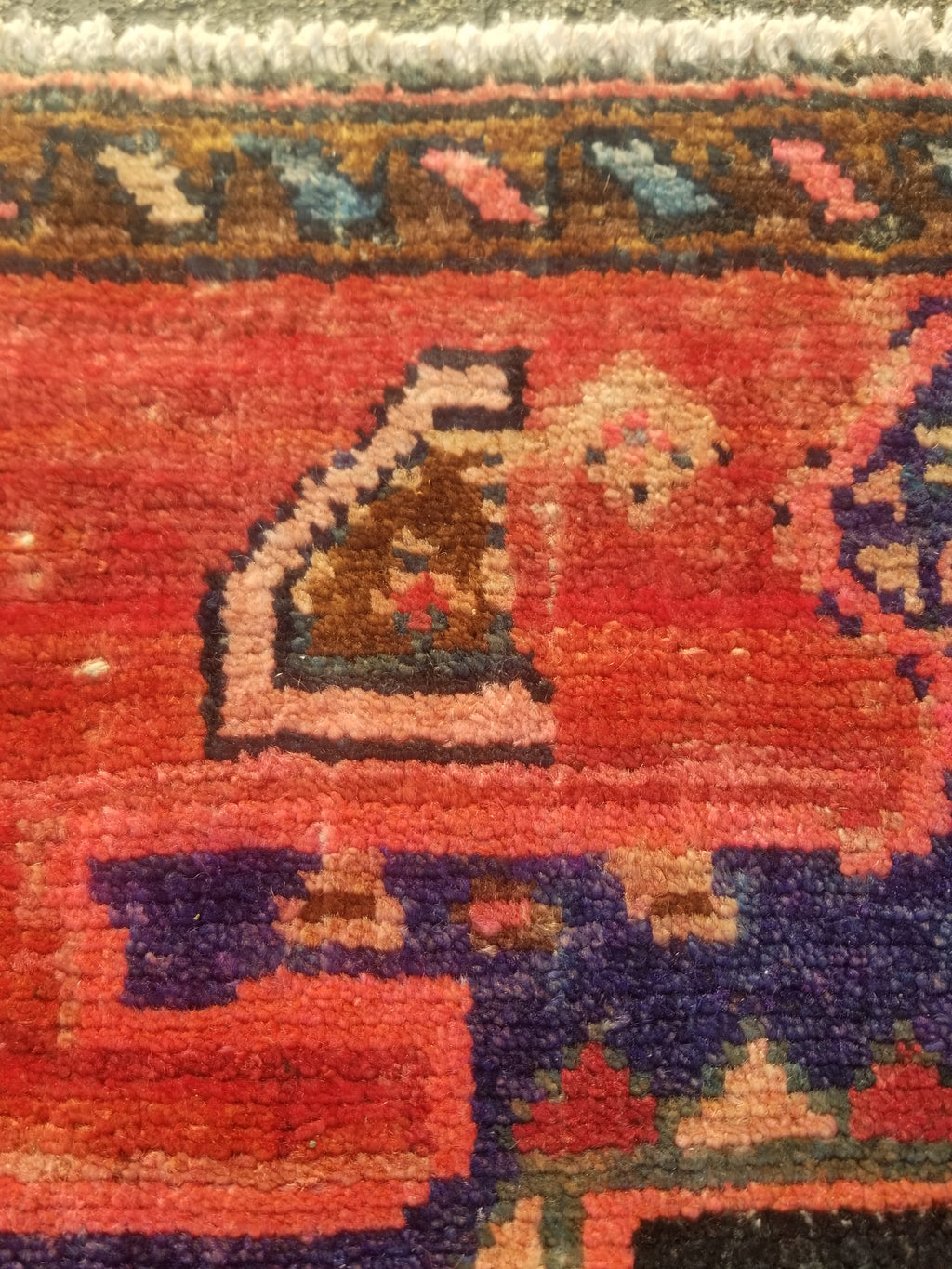 Distressed Antique Traditional Handmade Oriental Wool Multicolor Rug 210x108cm