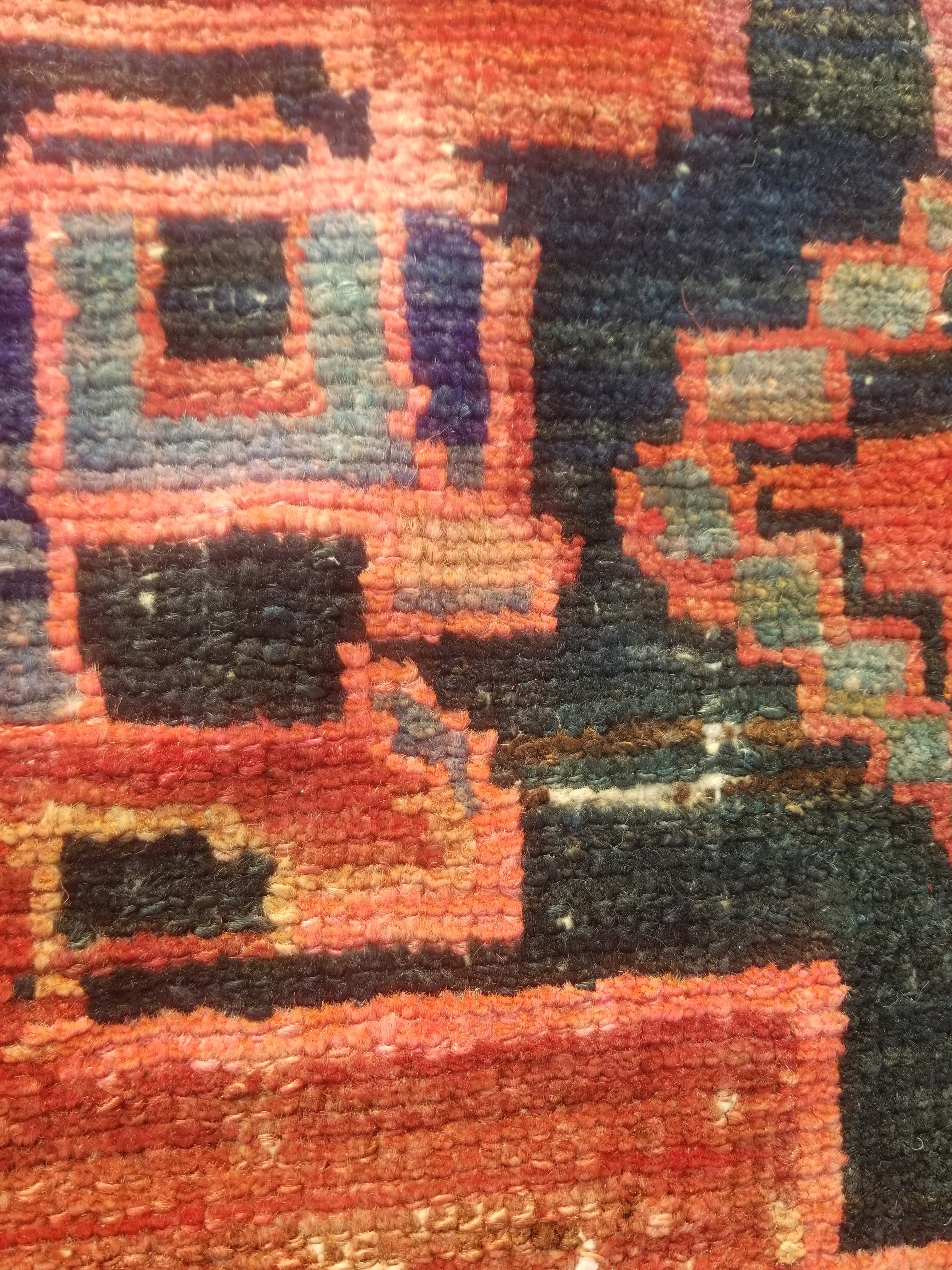 Distressed Antique Traditional Handmade Oriental Wool Multicolor Rug 210x108cm