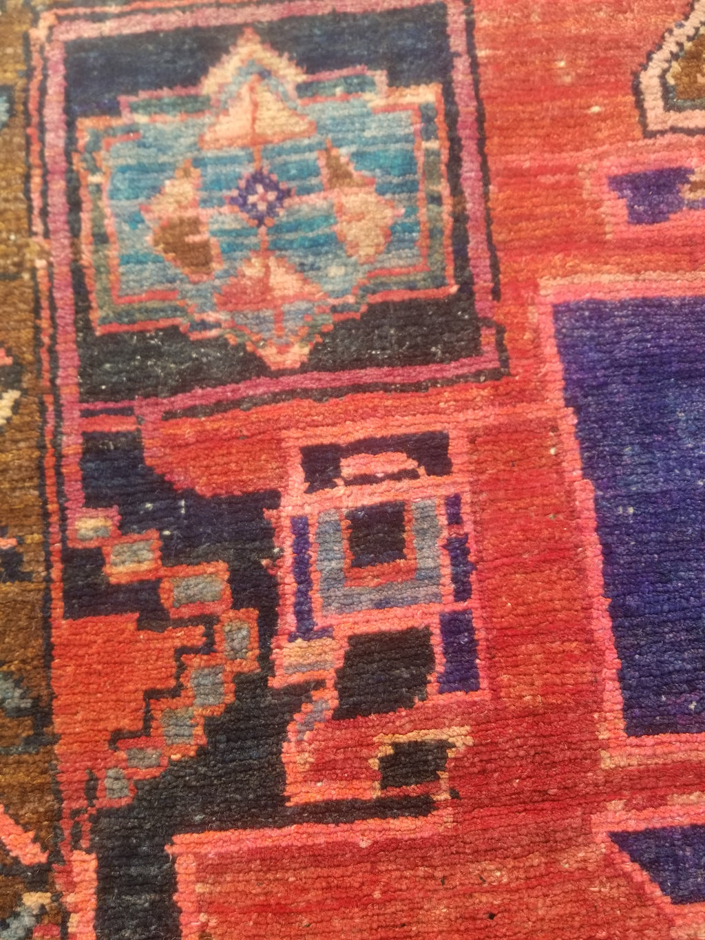 Distressed Antique Traditional Handmade Oriental Wool Multicolor Rug 210x108cm