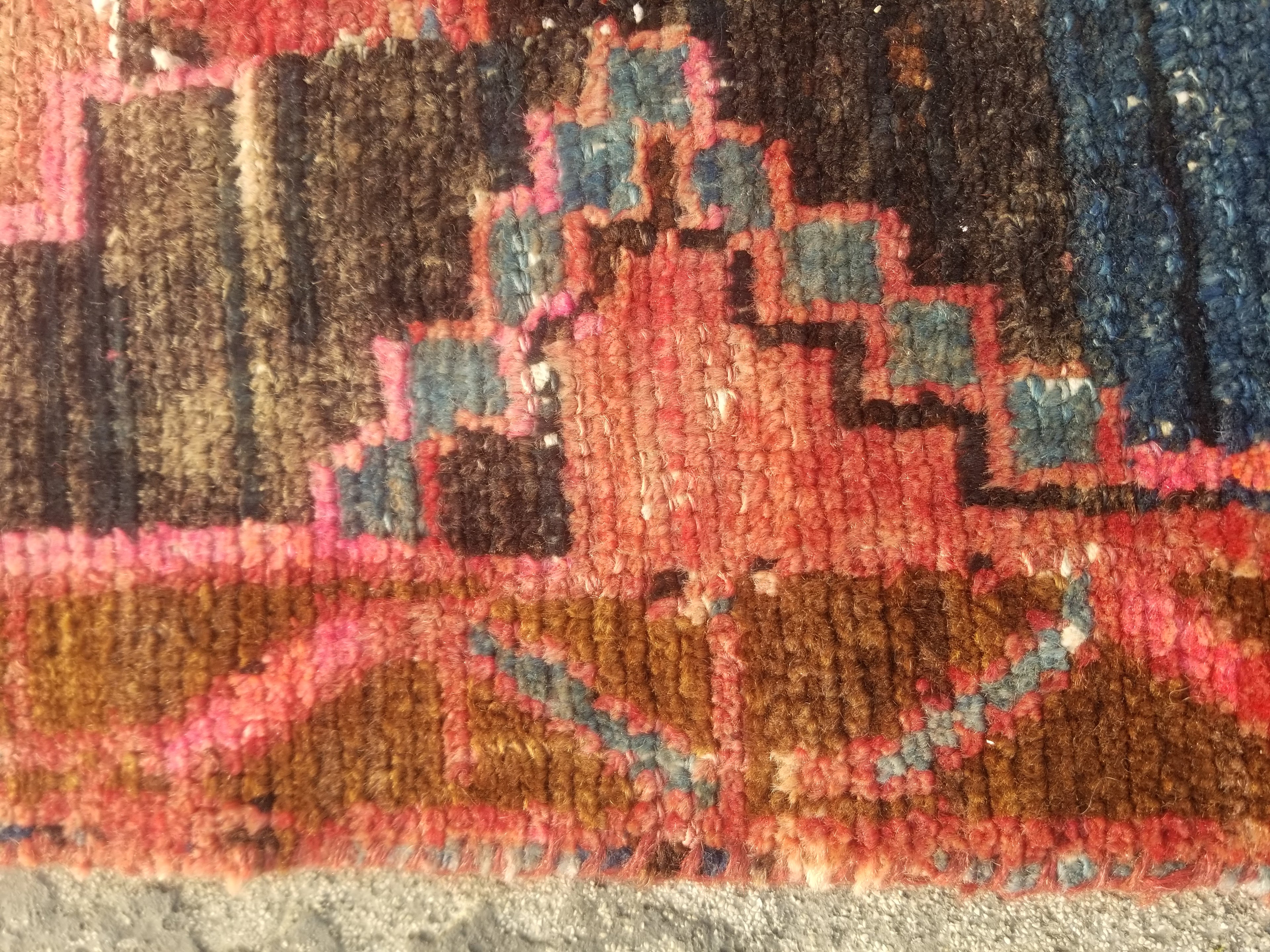 Distressed Antique Traditional Handmade Oriental Wool Multicolor Rug 210x108cm