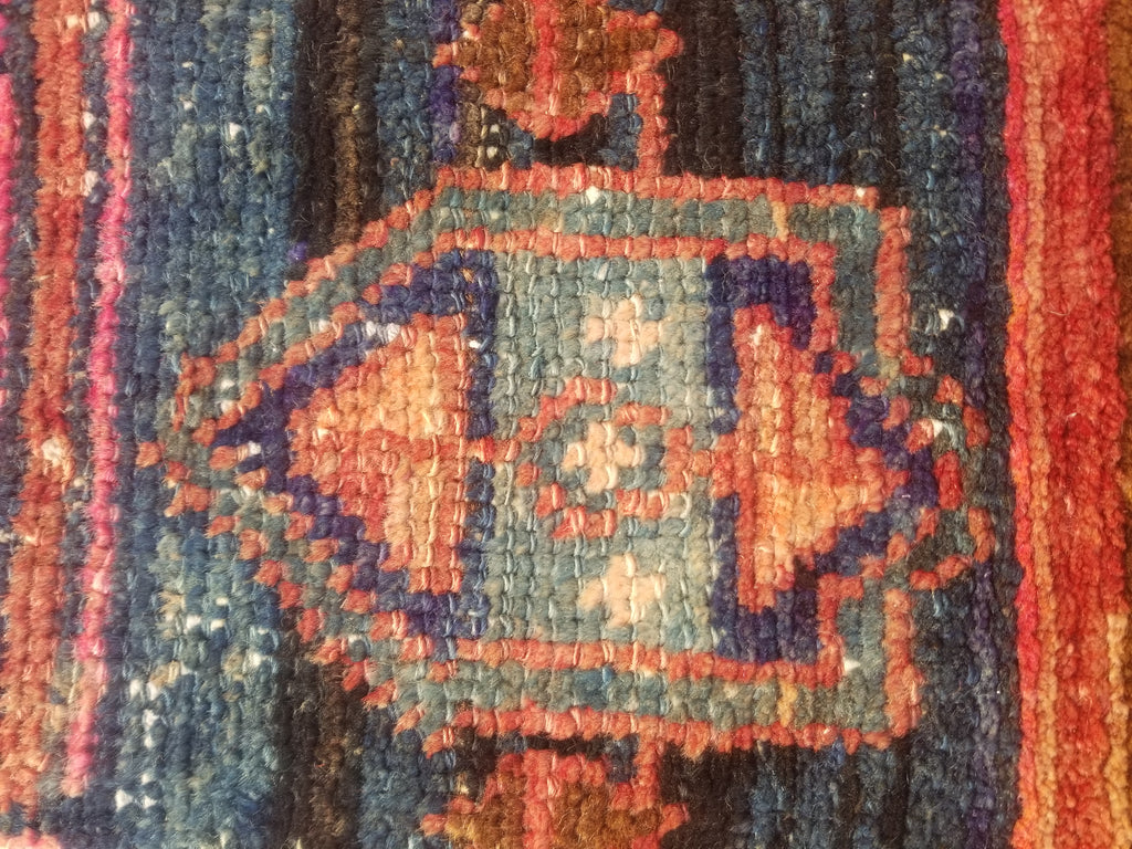 Distressed Antique Traditional Handmade Oriental Wool Multicolor Rug 210x108cm