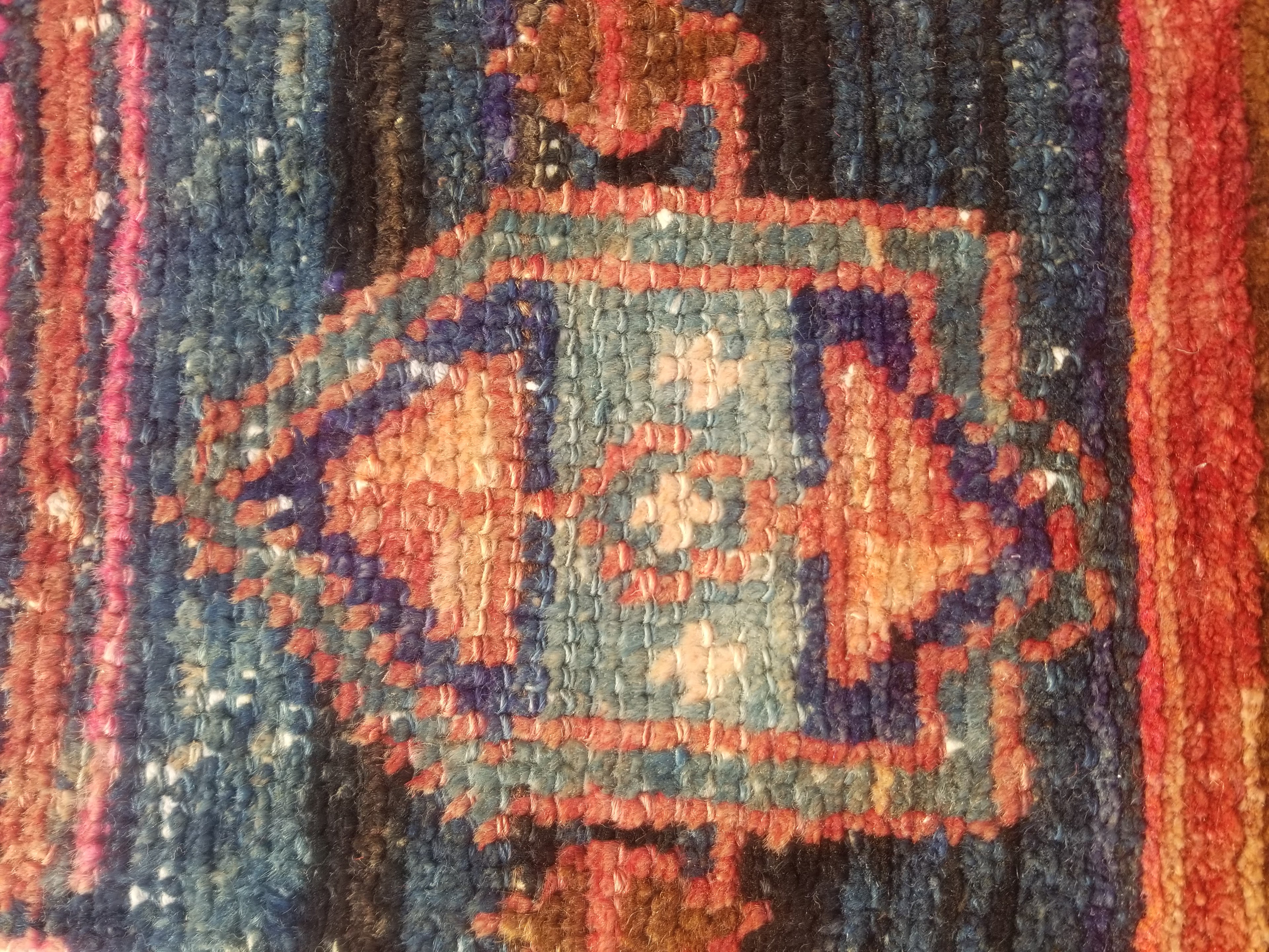 Distressed Antique Traditional Handmade Oriental Wool Multicolor Rug 210x108cm