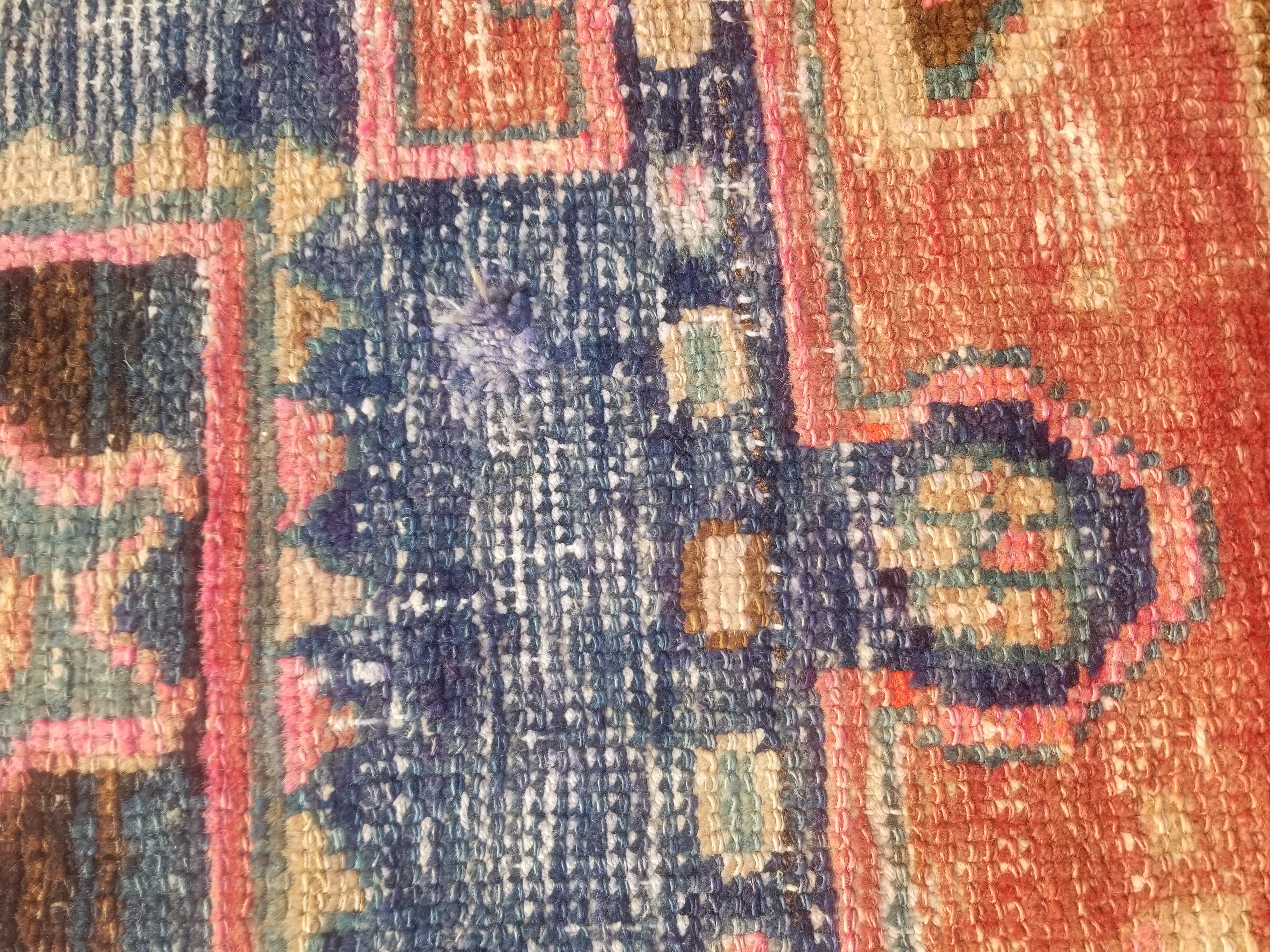 Distressed Antique Traditional Handmade Oriental Wool Multicolor Rug 210x108cm