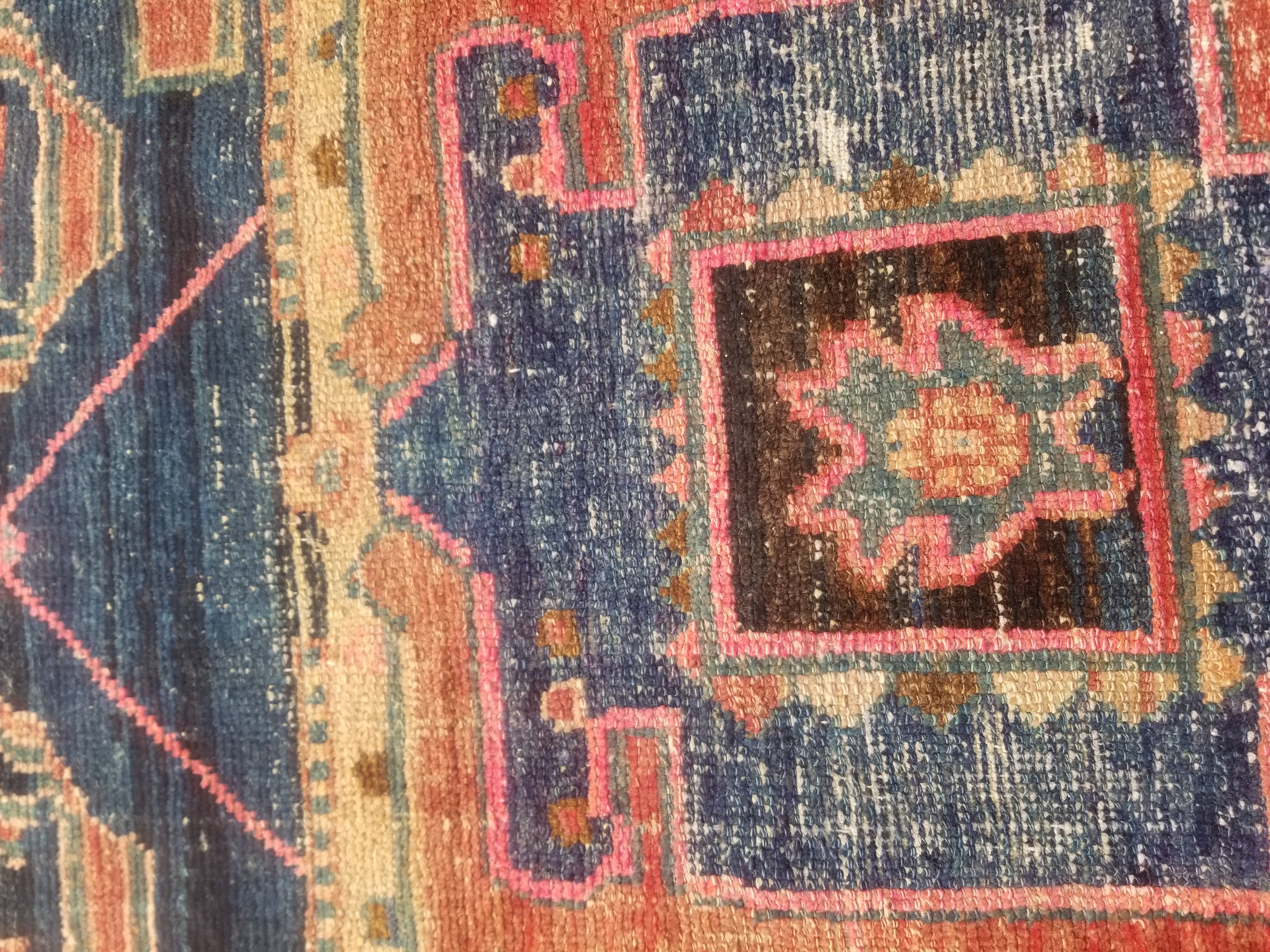 Distressed Antique Traditional Handmade Oriental Wool Multicolor Rug 210x108cm