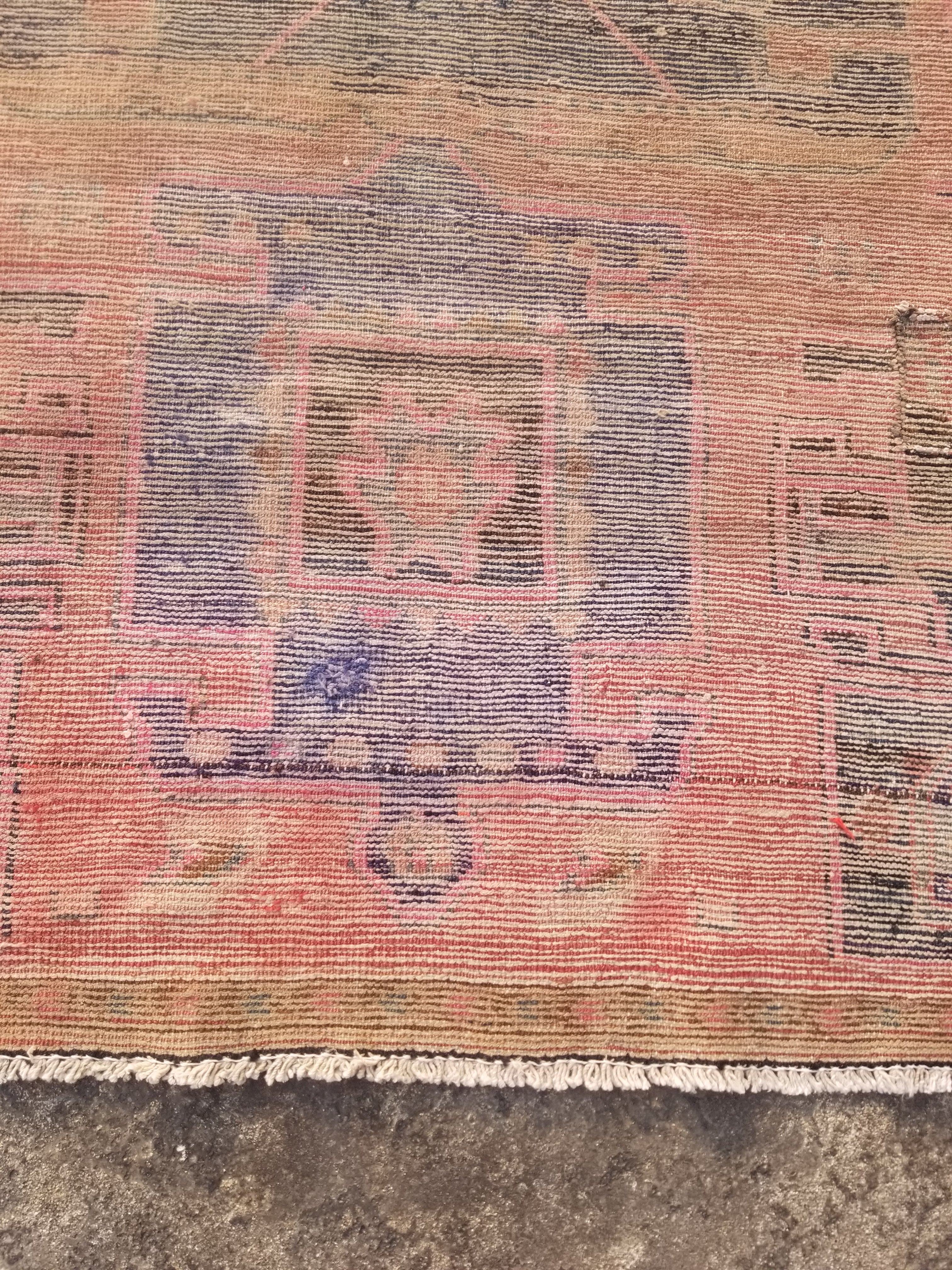Distressed Antique Traditional Handmade Oriental Wool Multicolor Rug 210x108cm