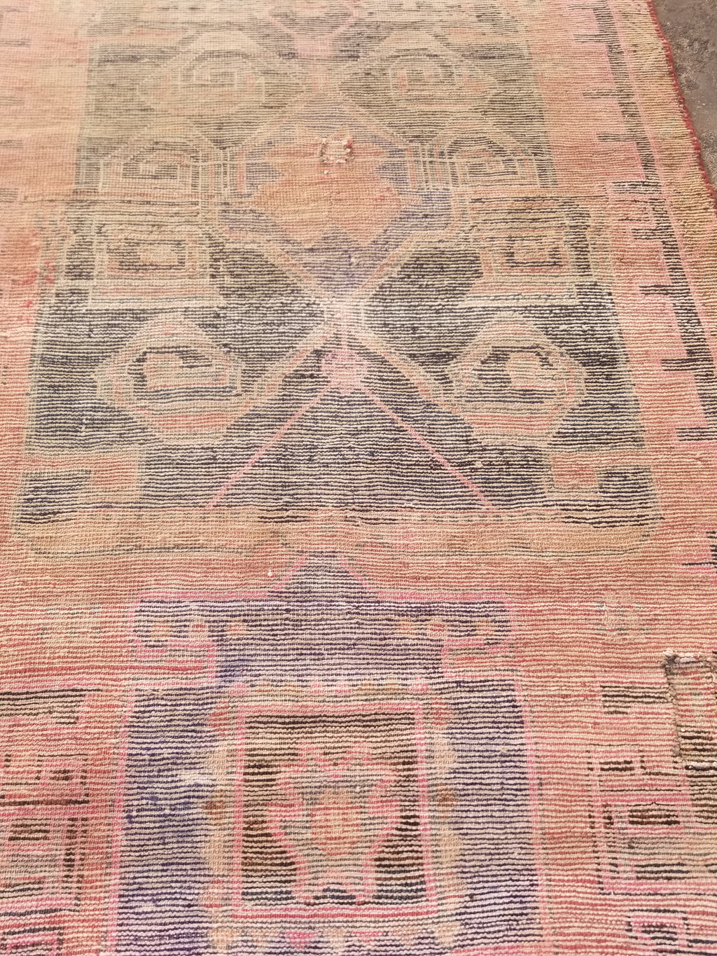 Distressed Antique Traditional Handmade Oriental Wool Multicolor Rug 210x108cm