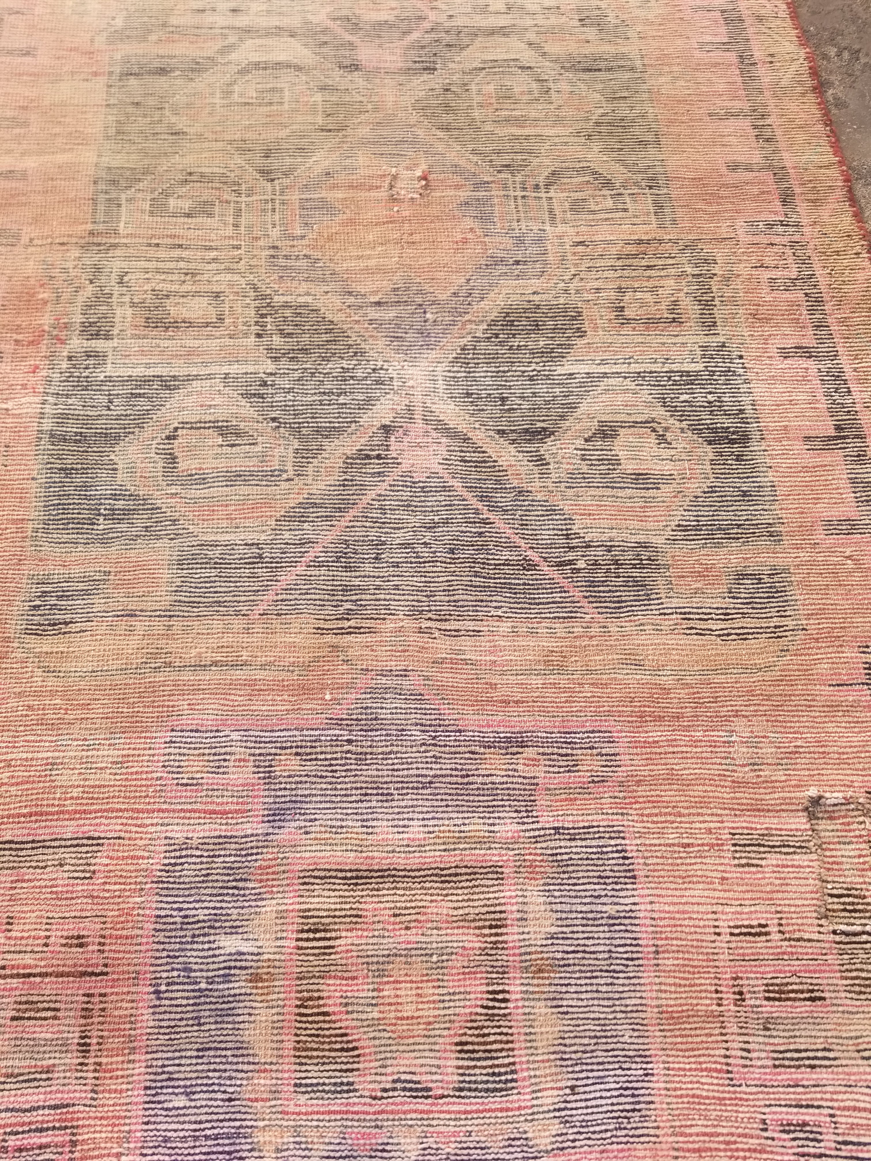 Distressed Antique Traditional Handmade Oriental Wool Multicolor Rug 210x108cm