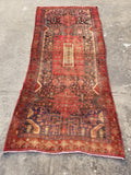 Distressed Antique Traditional Handmade Karabakh Wool Multicolor Rug 257x120cm