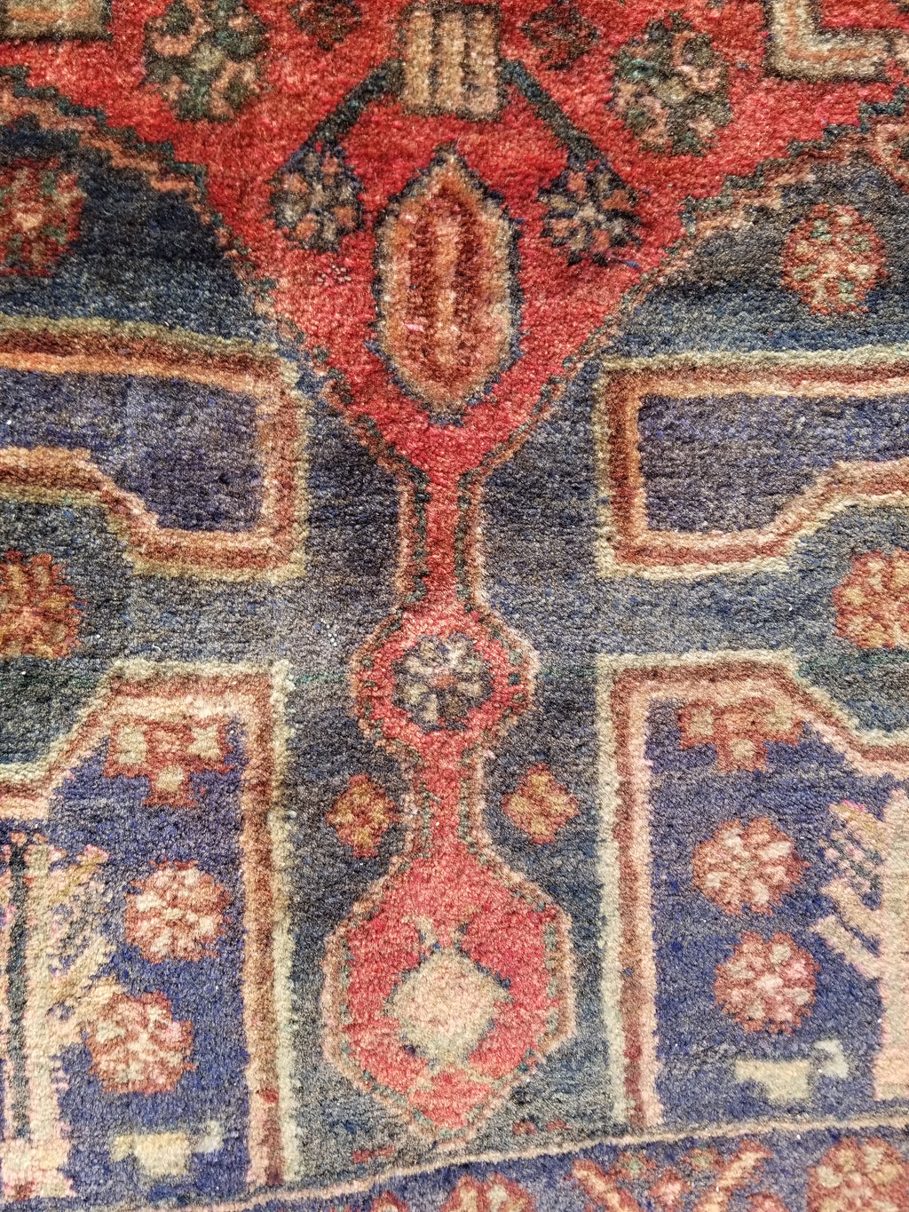 Distressed Antique Traditional Handmade Karabakh Wool Multicolor Rug 257x120cm