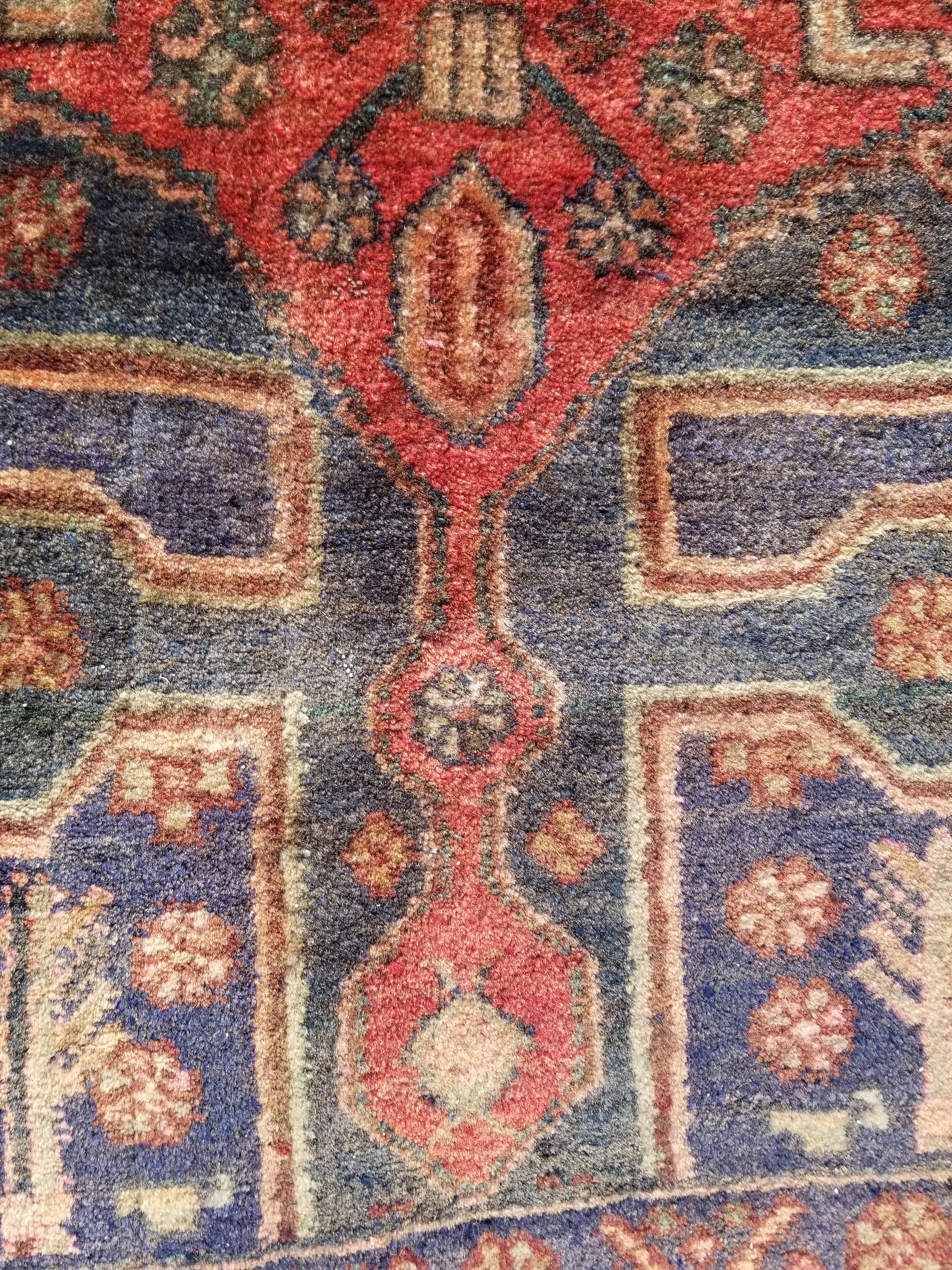 Distressed Antique Traditional Handmade Karabakh Wool Multicolor Rug 257x120cm