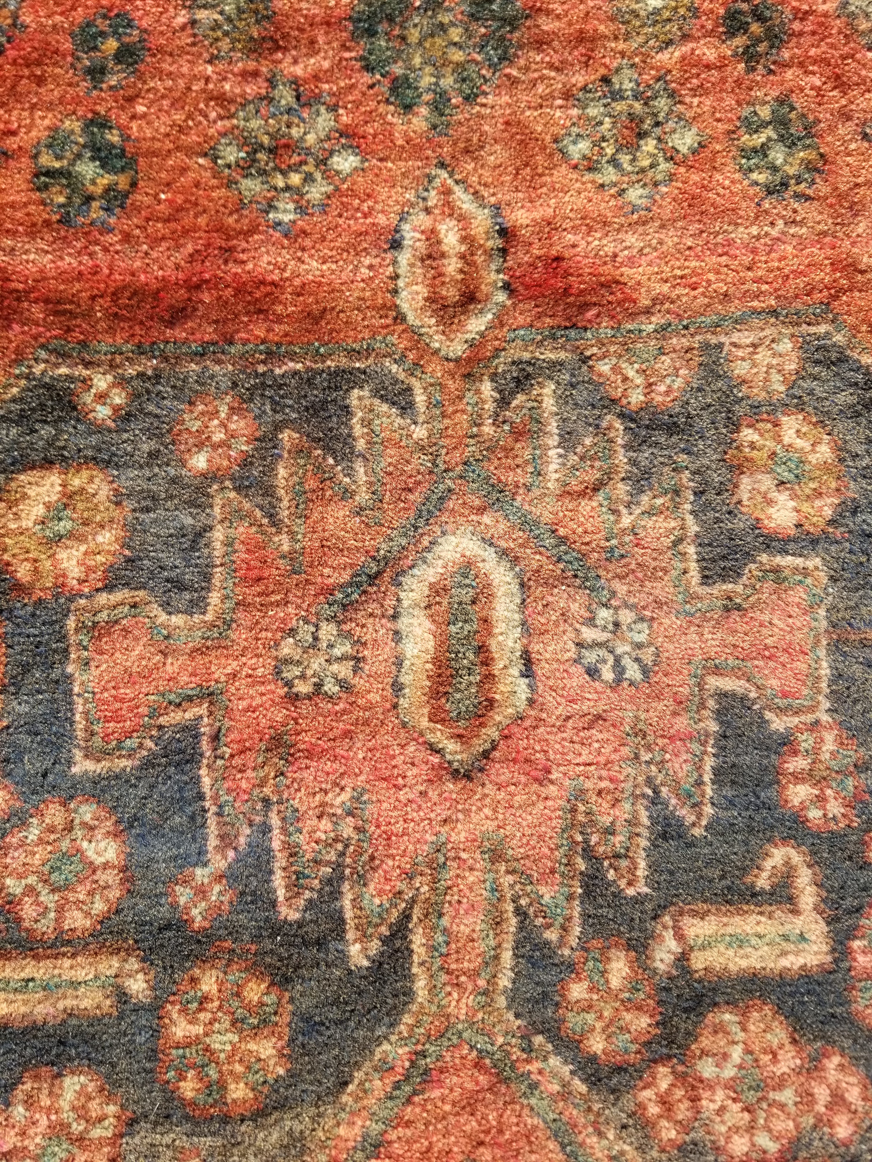 Distressed Antique Traditional Handmade Karabakh Wool Multicolor Rug 257x120cm