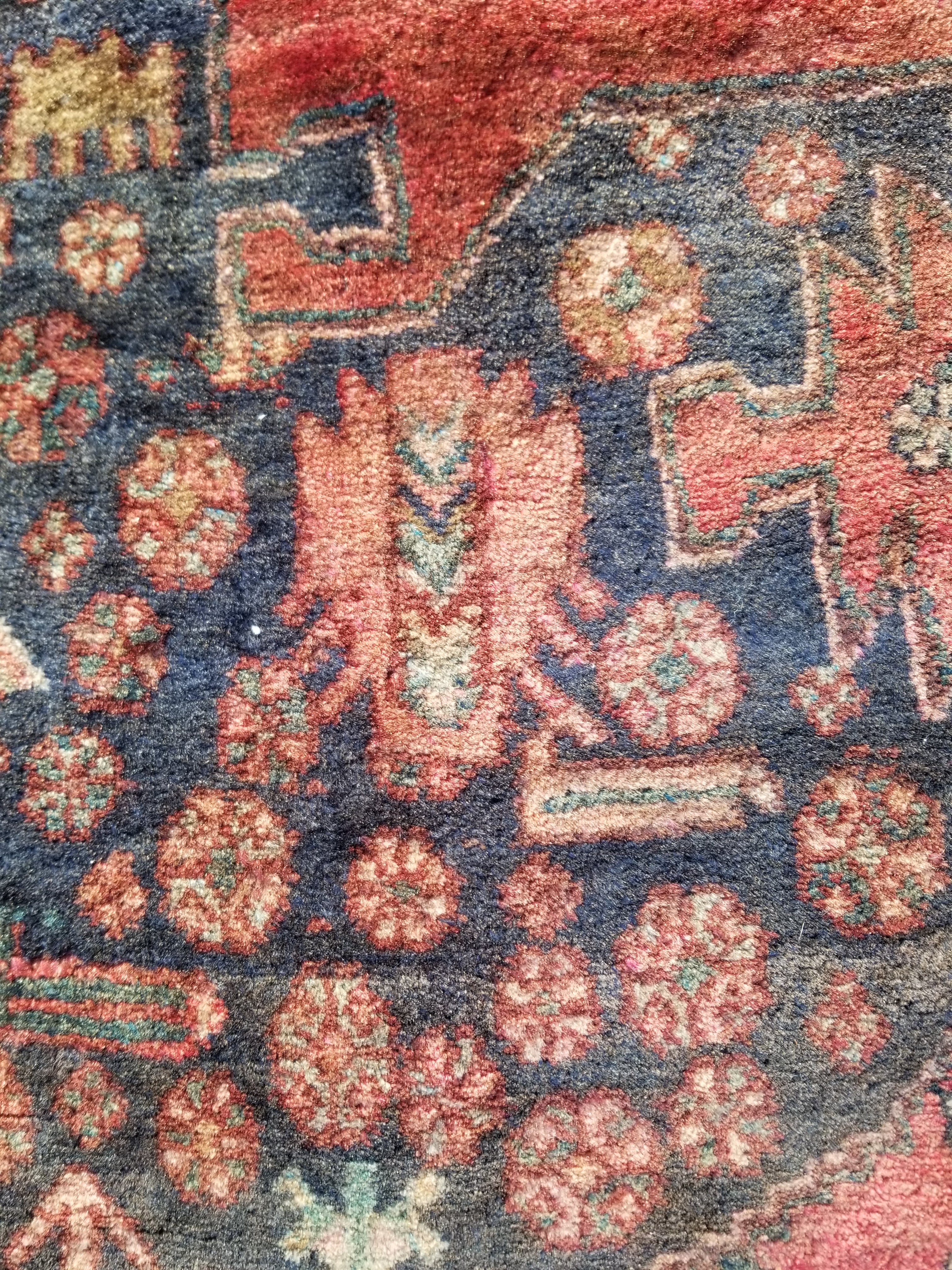 Distressed Antique Traditional Handmade Karabakh Wool Multicolor Rug 257x120cm